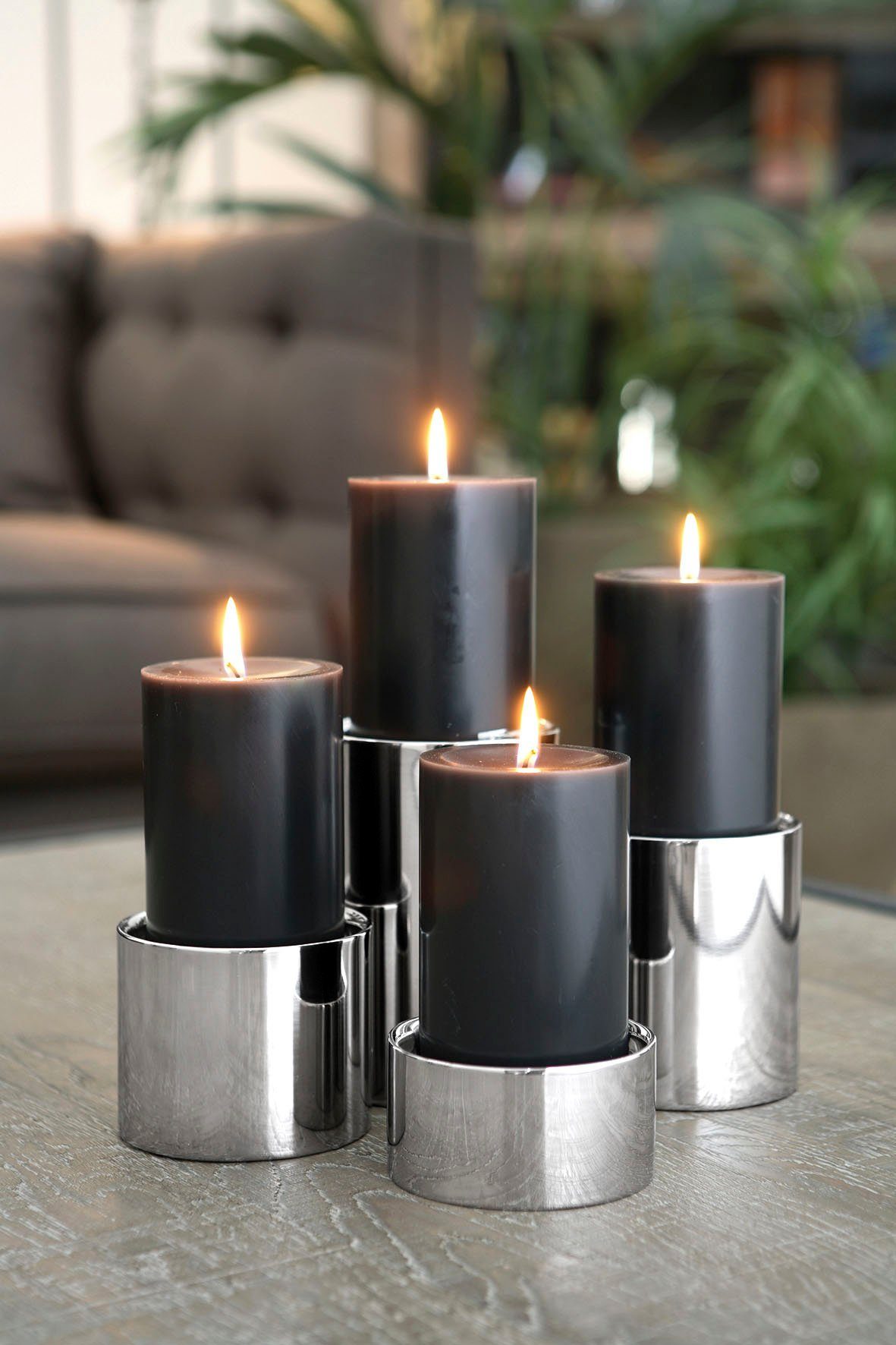 Fink Kerzenhalter aus Edelstahl, Stumpenkerzen 10 cm für (1 Ø 8 SOBRIO Ø St), - cm