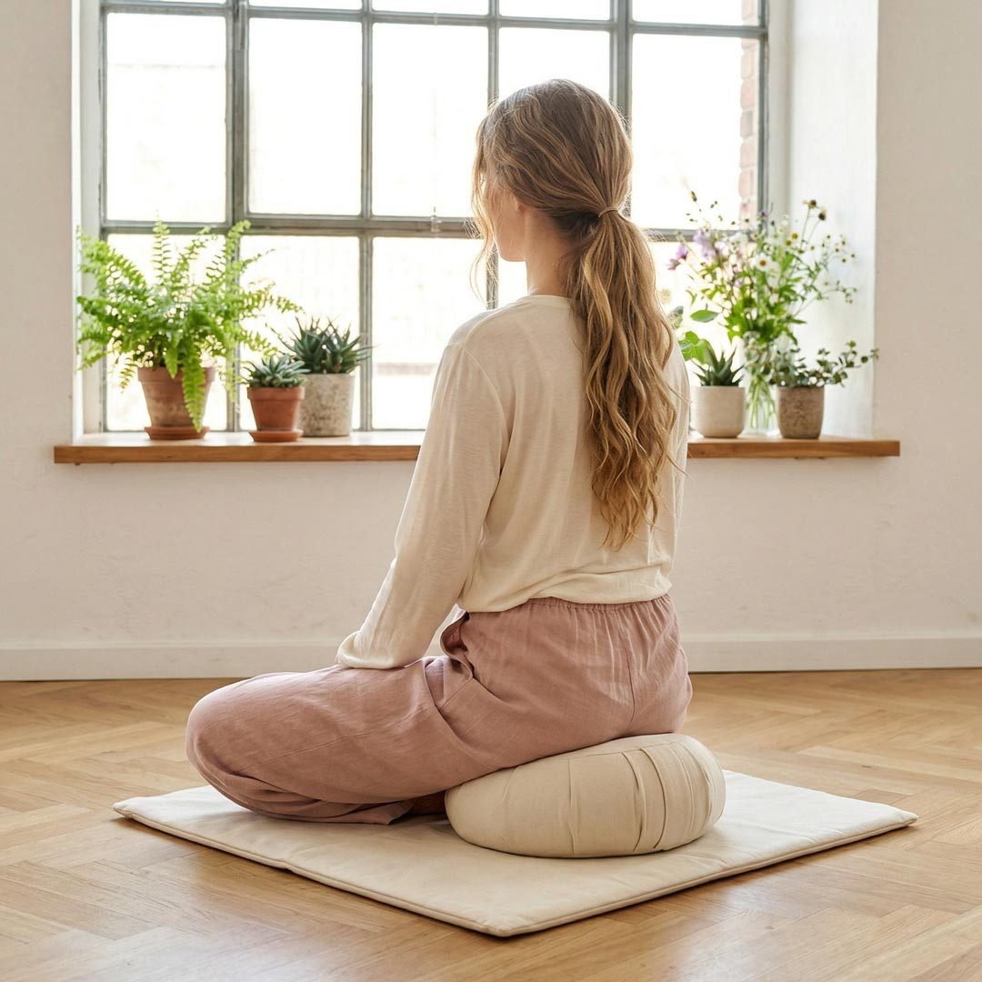 Sonodrum Meditationskissen Rund / Zafu, mit Buchweizenfüllung