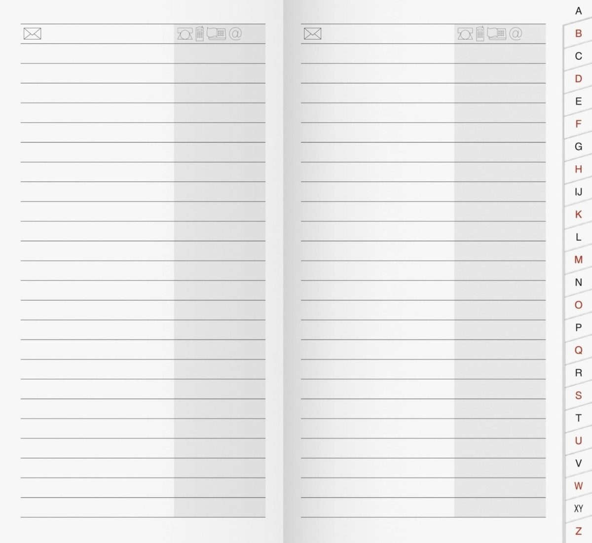 BRUNNEN Taschenkalender Anschriftenverzeichnis 8,7x15,3cm mit Registerschnitt A-Z (10 Stück)