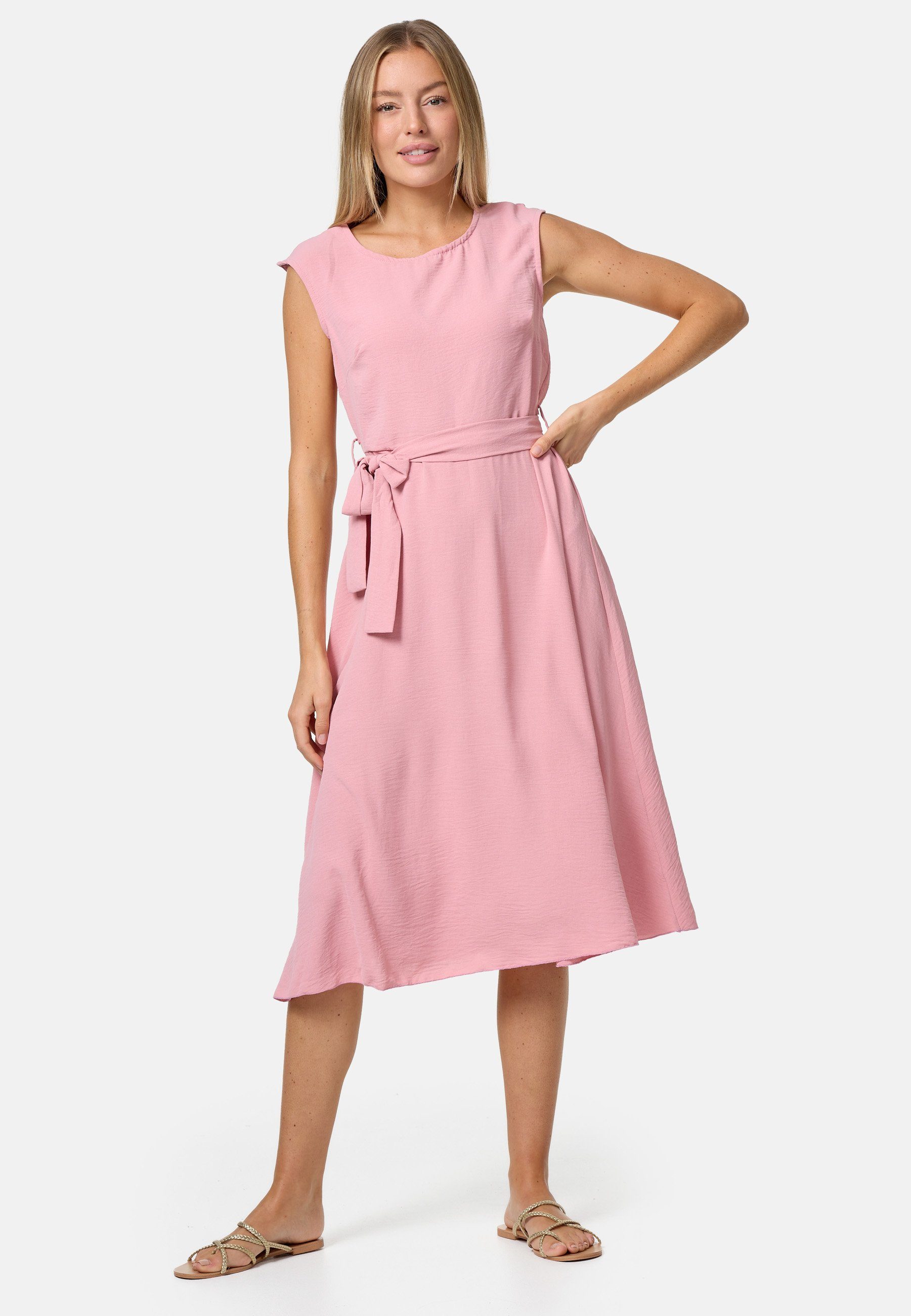 Rayshyne Midikleid PM-26 (Ärmelloses Sommerkleid Dress mit Bindeband in Einheitsgröße)