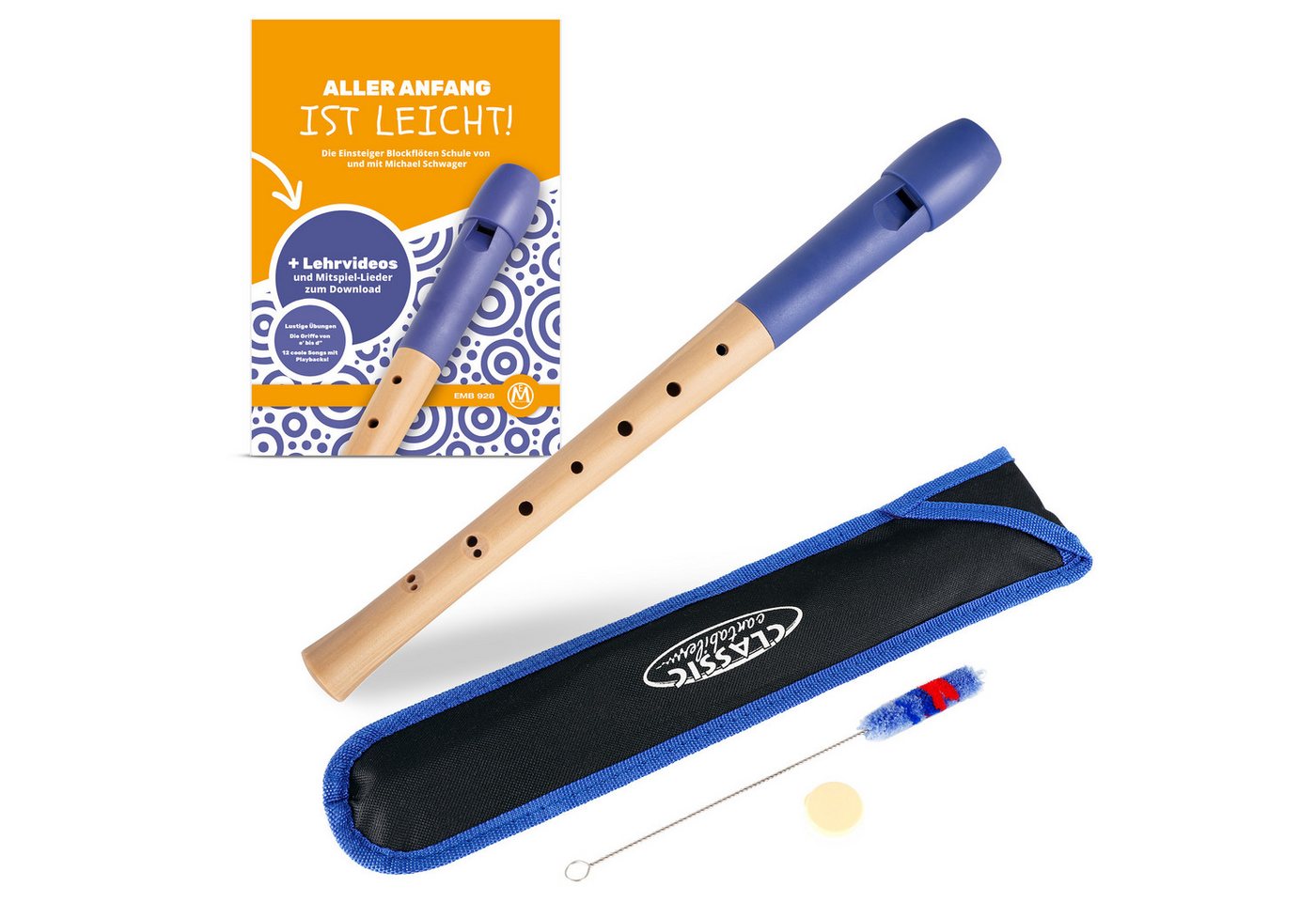 Classic Cantabile Blockflöte Pivella C-Sopran Blockflöte - Aus Ahornholz mit Kopf aus Kunststoff Sopran barock