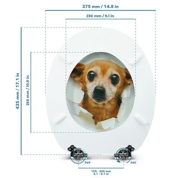 Sanfino WC-Sitz "Chihuahua" Premium Toilettendeckel mit Absenkautomatik aus Holz, mit schönem Hunde-Motiv, hohem Sitzkomfort, einfache Montage