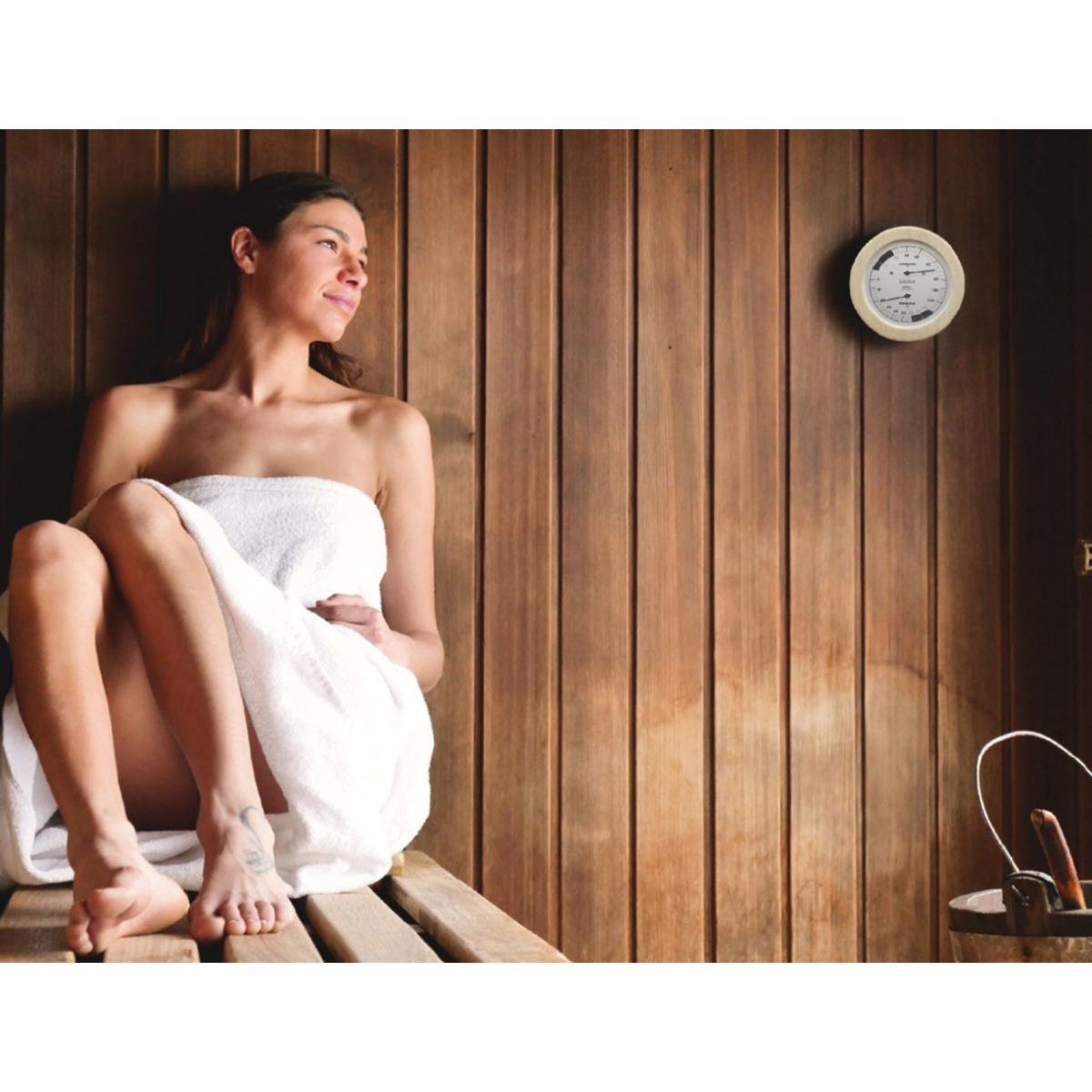 Fischer Barometer Sauna Thermohygrometer Innenwetterstation (13 cm Skalendurchmesser)