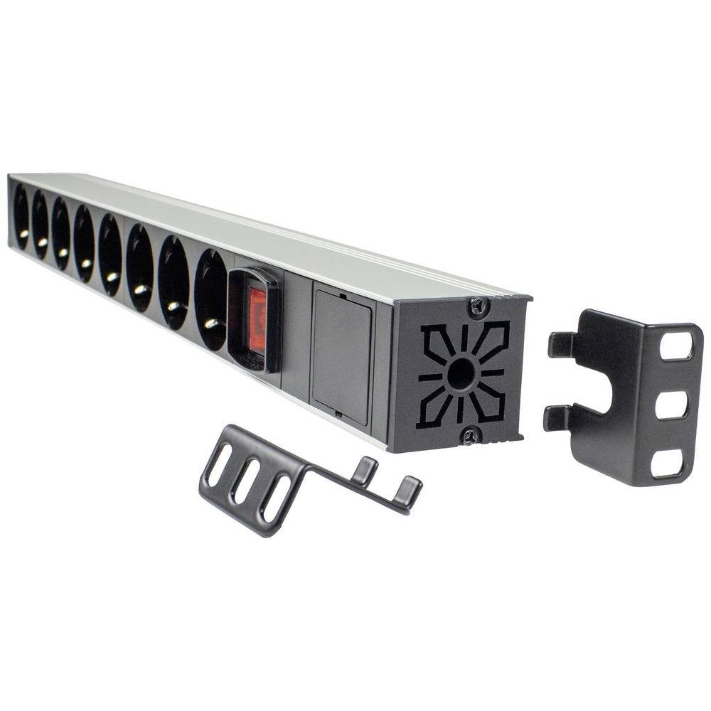 as - Schwabe Multi-Winkel Steckdosenleiste 7-fach, 19“ RACK Steckdosenleiste, mit Schalter