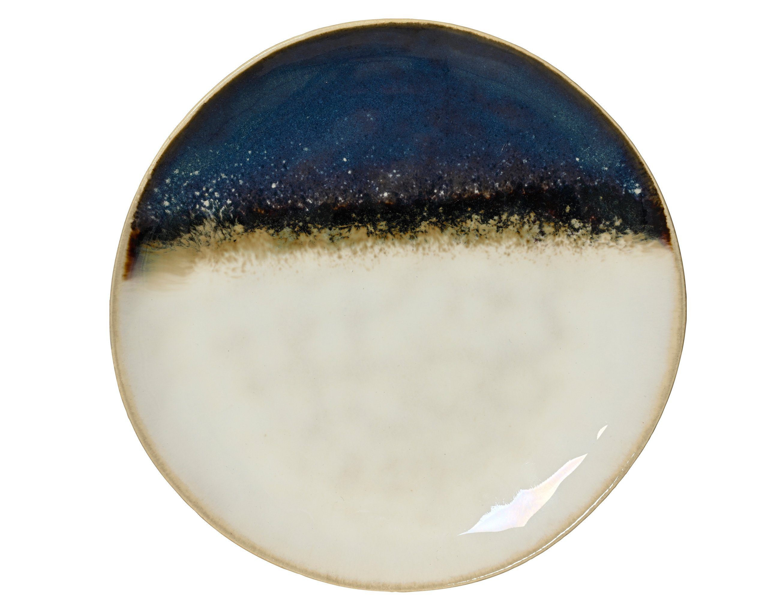 Decoris season decorations Frühstücksteller, Frühstücksteller Steingut im Vintage Stil 20,5cm Blau / Weiß