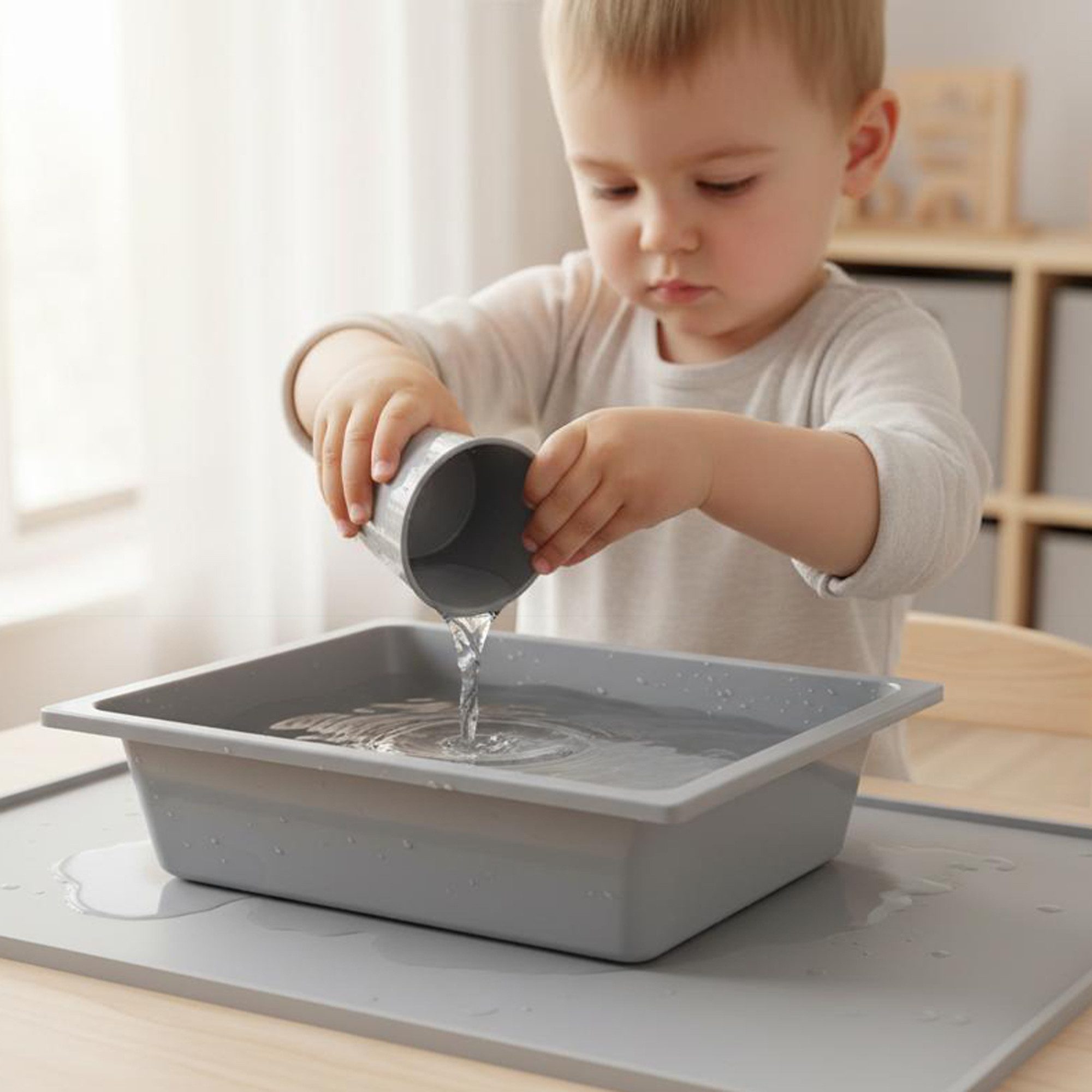 roba® Outdoor-Spielküche Spielwanne Outdoor - Zubehör Garten Spielmöbel Matschküche Matschtisch Kunststoff, Einsatz für Sand, Wasser und Spielideen - ca. 6-7 Liter - Grau