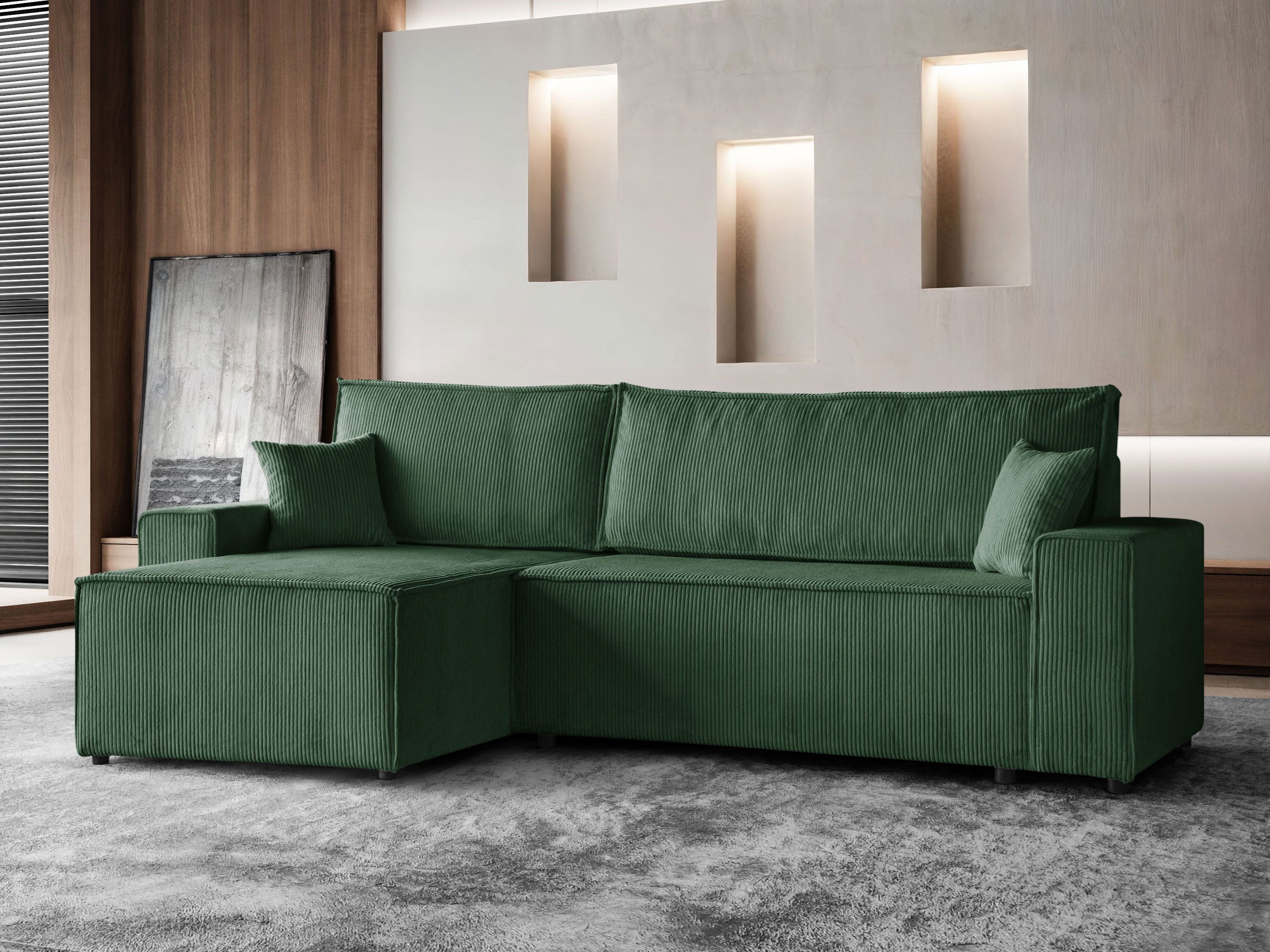 Beautysofa Ecksofa im Cordstoff HEKTOR, mit Bettkasten und Schlaffunktion