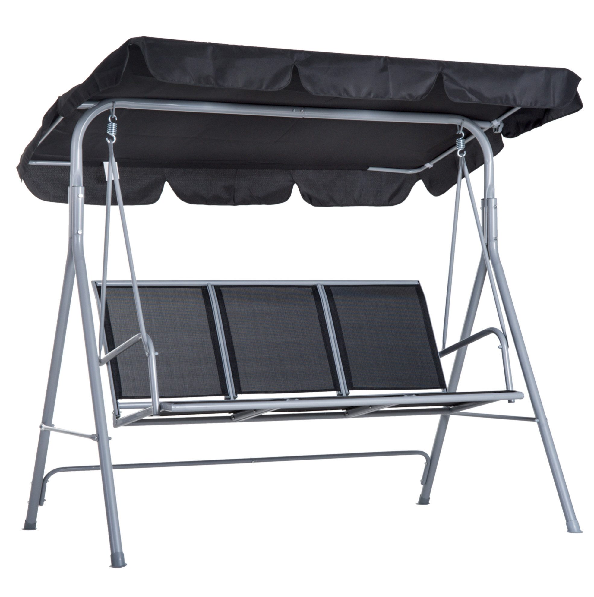REDOM Hollywoodschaukel 3-Sitzer Grau Silber mit Dach 171x108x154 cm im modernen Stil, 3-Sitzer, Packung, 1 tlg., für 3 Personen, Outdoor Sitzmöbel Bereich, Garten Schaukelbank aus Metall für Balkon Terrasse Garten