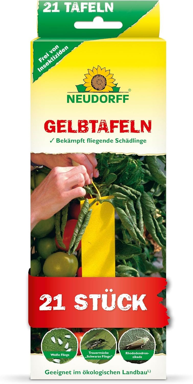 Neudorff Klebefalle Gelbtafeln (kleinformatig) 21 Stück, Insektizidfreie Gelbtafeln mit spezieller Lockfarbe