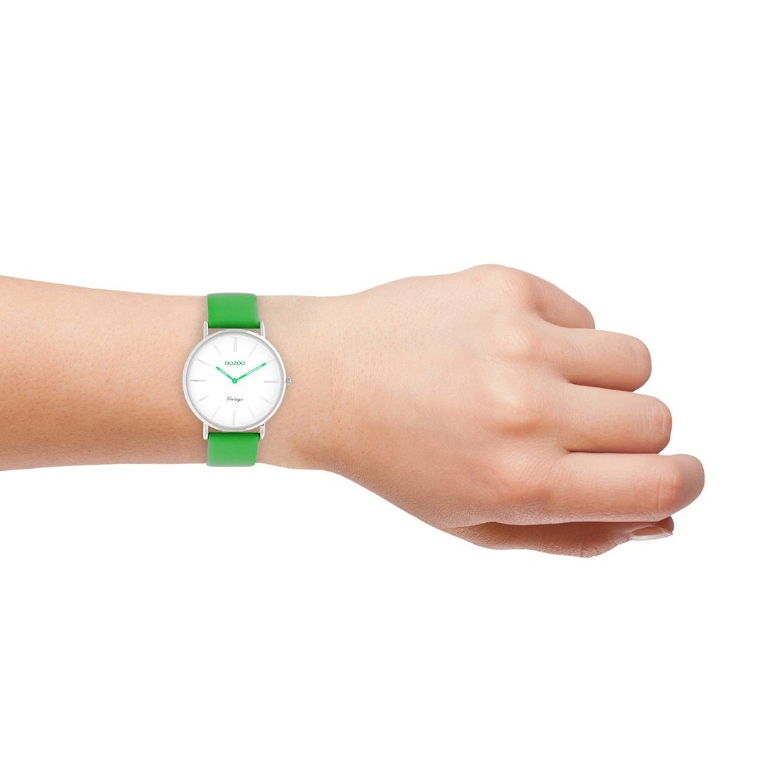 OOZOO Quarzuhr Vintage Damenuhr C20284 Lederband Grün 36 mm