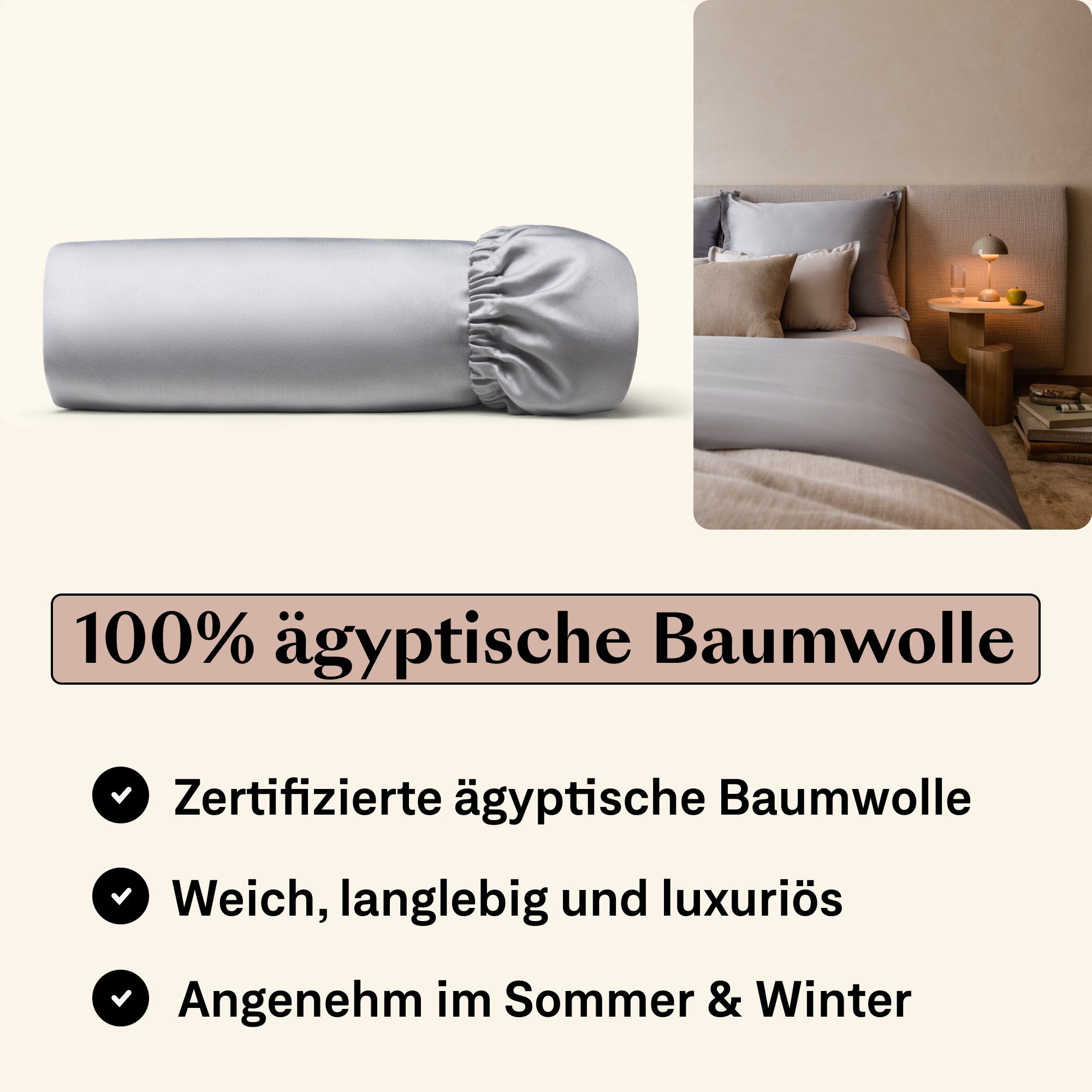 Amqua Spannbettlaken, Premium Mako Satin Spanntuch, günstig online kaufen