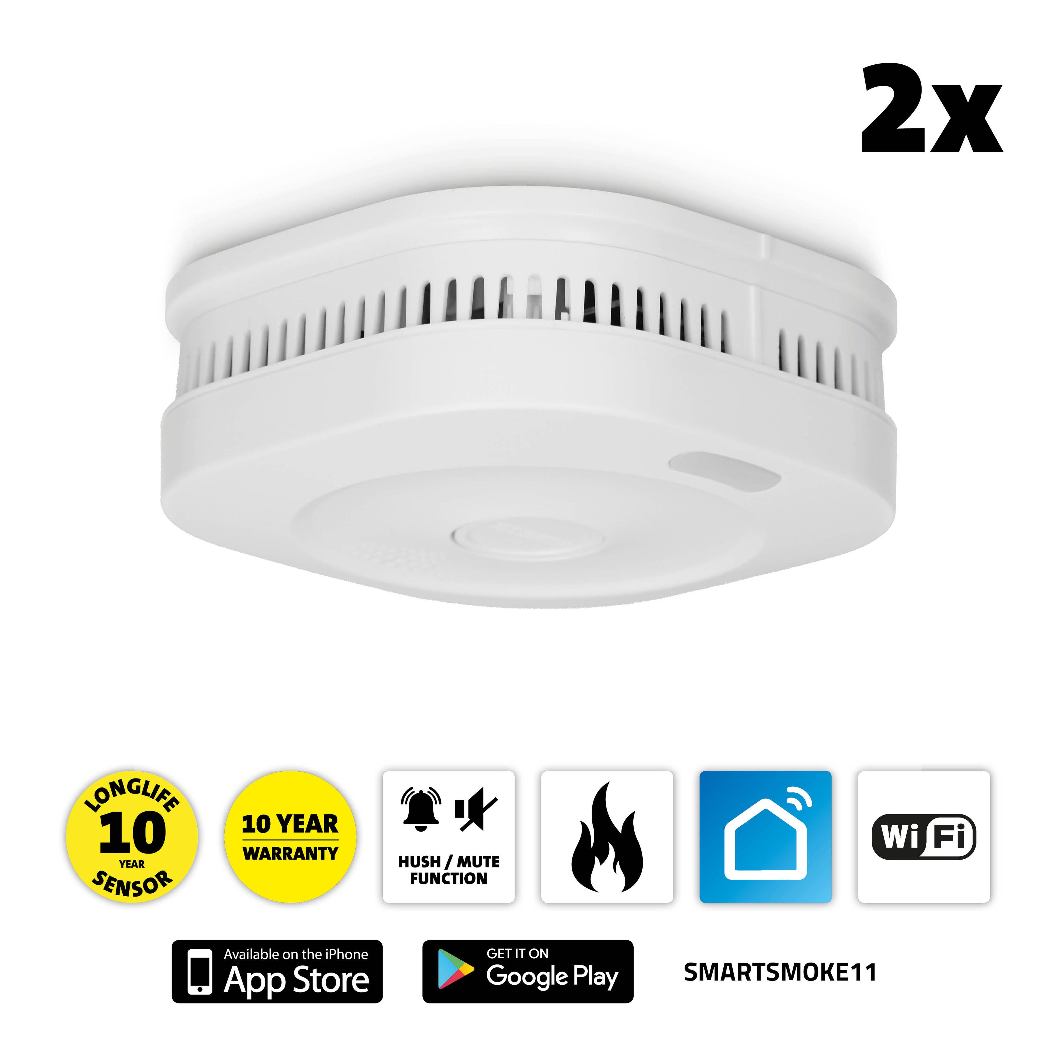 Thumbnail - Alecto SMARTSMOKE11 2X Smarter Kontaktsensor, >85 dB, Rauchmelder, lange Batterielaufzeit, App-Steuerung