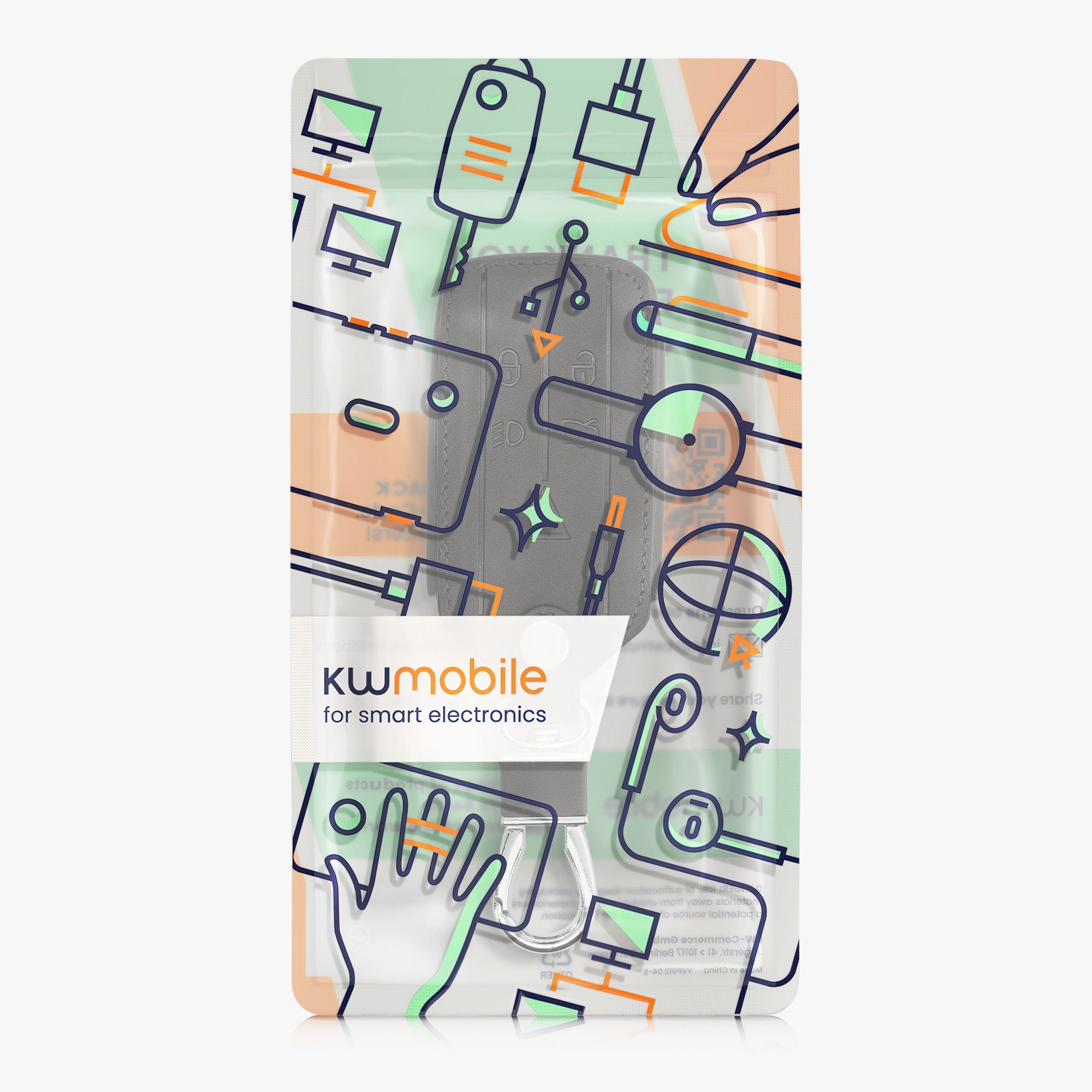 Schlüsseltasche kwmobile Cover Nubuklederoptik für Autoschlüssel Hülle Dunkelgrau Schlüsselhülle Schutzhülle Kunstleder Jaguar, -