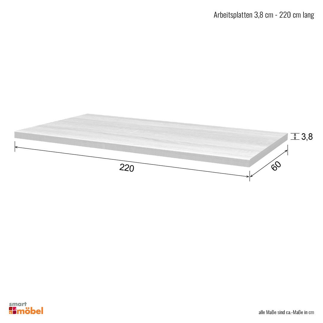 Flex-Well Arbeitsplatte Arbeitsplatte - 220 x 60 x 3,8 cm - Beton Optik – Nawa