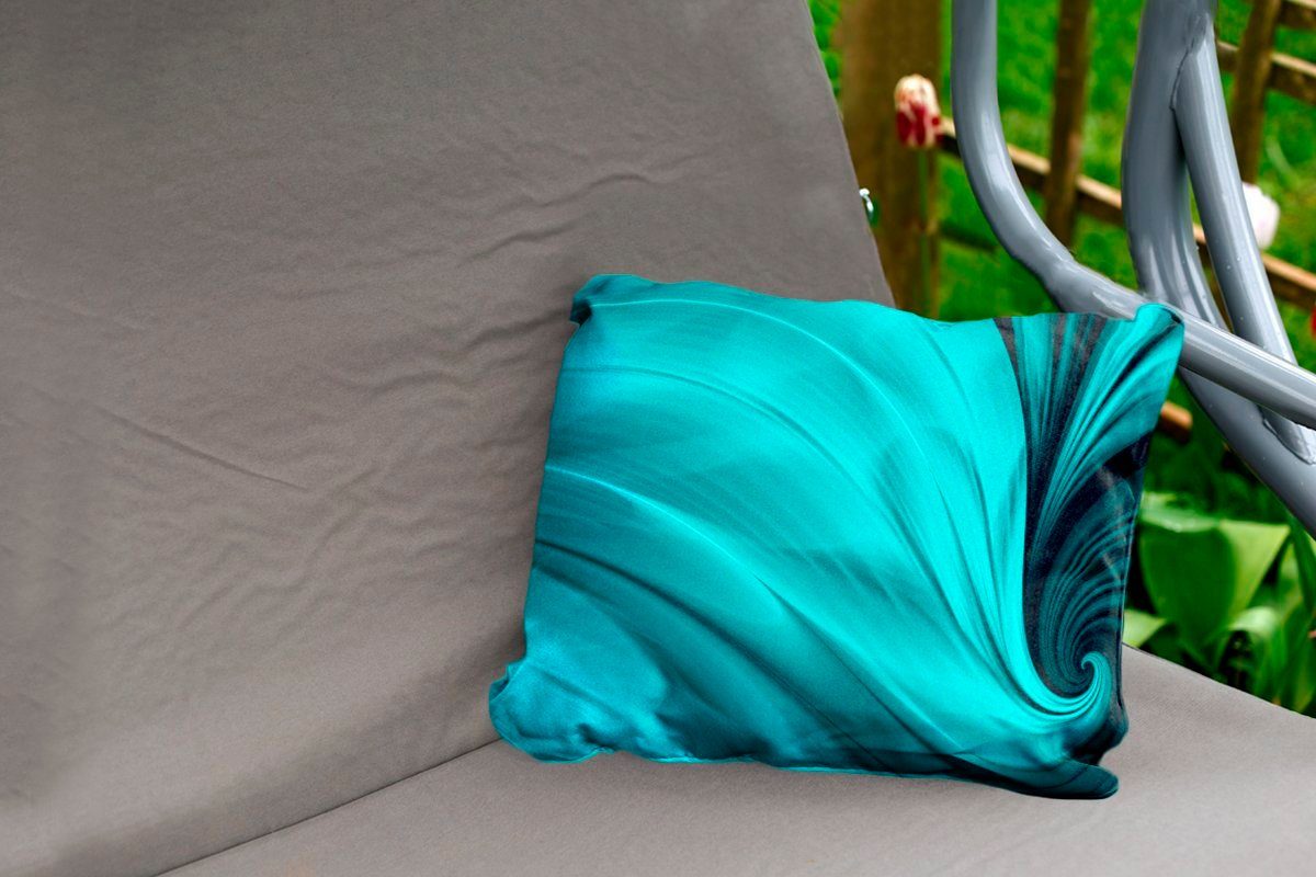 Kissenhülle Farben MuchoWow Outdoor-Dekorationskissen, Hintergrund den Pfauenfeder, Dekokissenbezug, mit Polyester, einer Dekokissen