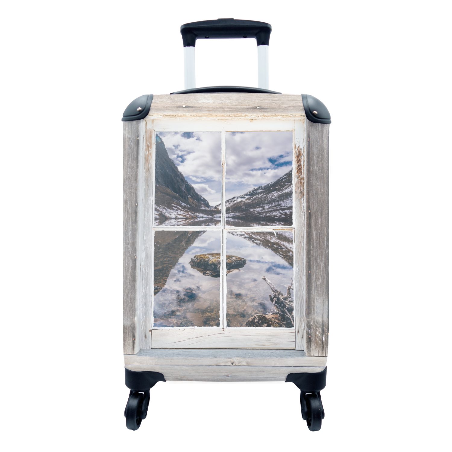MuchoWow Handgepäckkoffer Aussicht - Berg - Wasser, 4 Rollen, Reisetasche mit rollen, Handgepäck für Ferien, Trolley, Reisekoffer