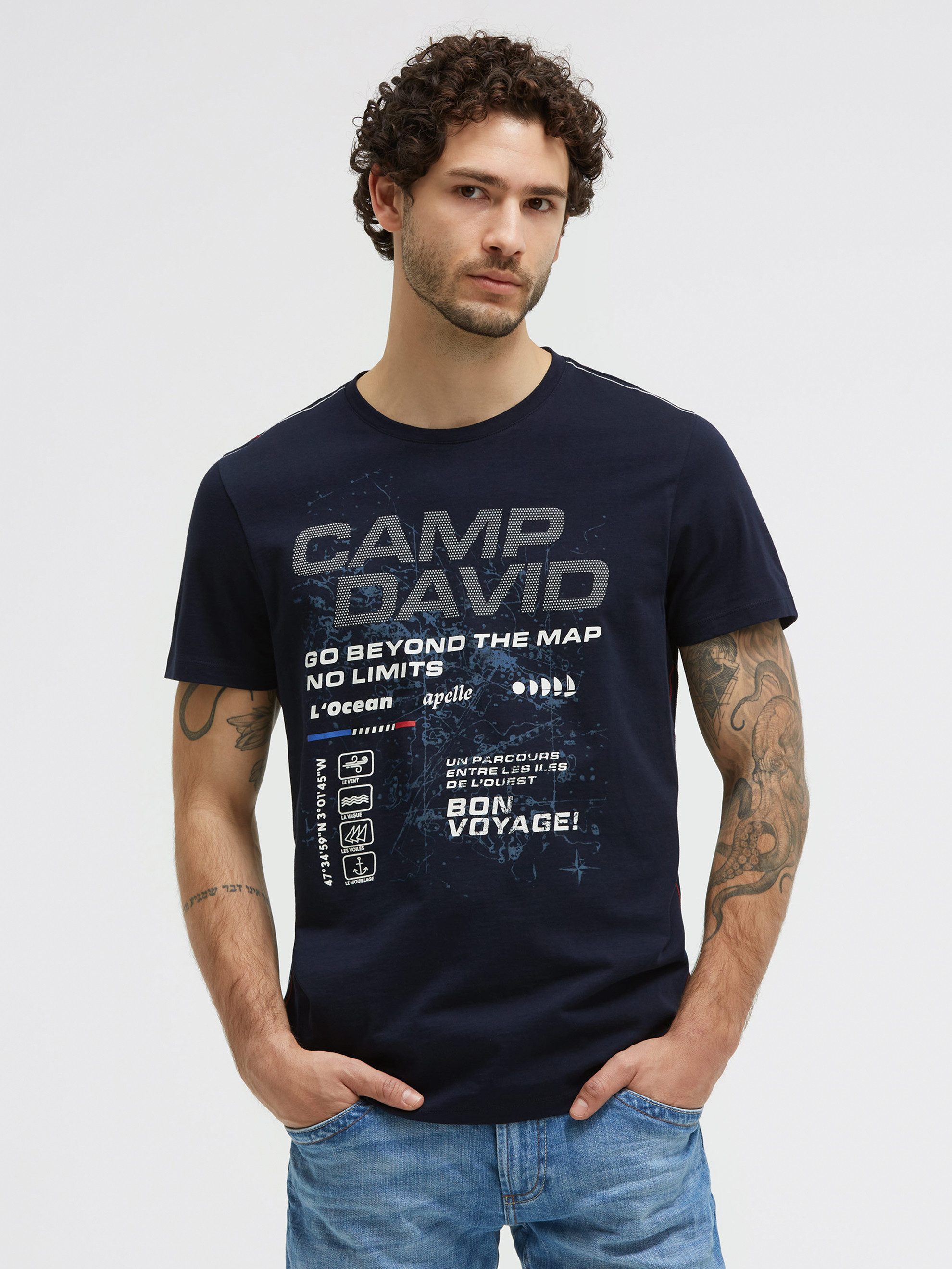CAMP DAVID Rundhalsshirt mit Kontrastnähten
