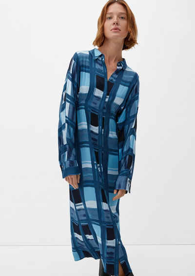 s.Oliver BLACK LABEL Maxikleid Maxi-Kleid mit Allover-Muster Raffung