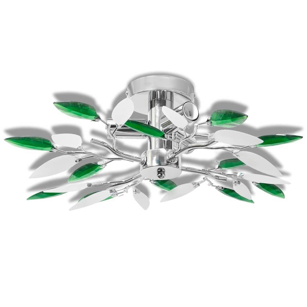 vidaXL Deckenleuchten Deckenleuchte Weiße & Grüne Acrylglas-Blätter 3 × E14-Lampen