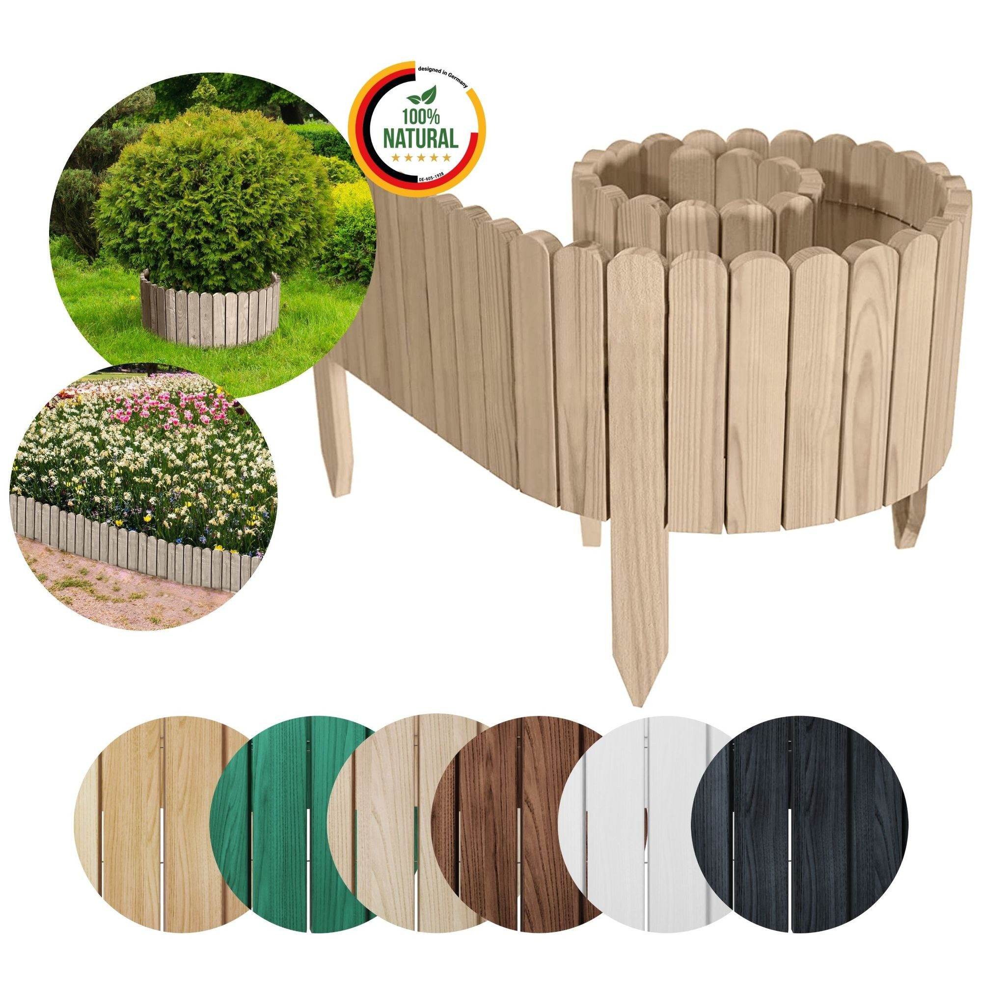 Floranica Beetbegrenzung Rollborder Flexibler Holzzaun aus günstig online kaufen