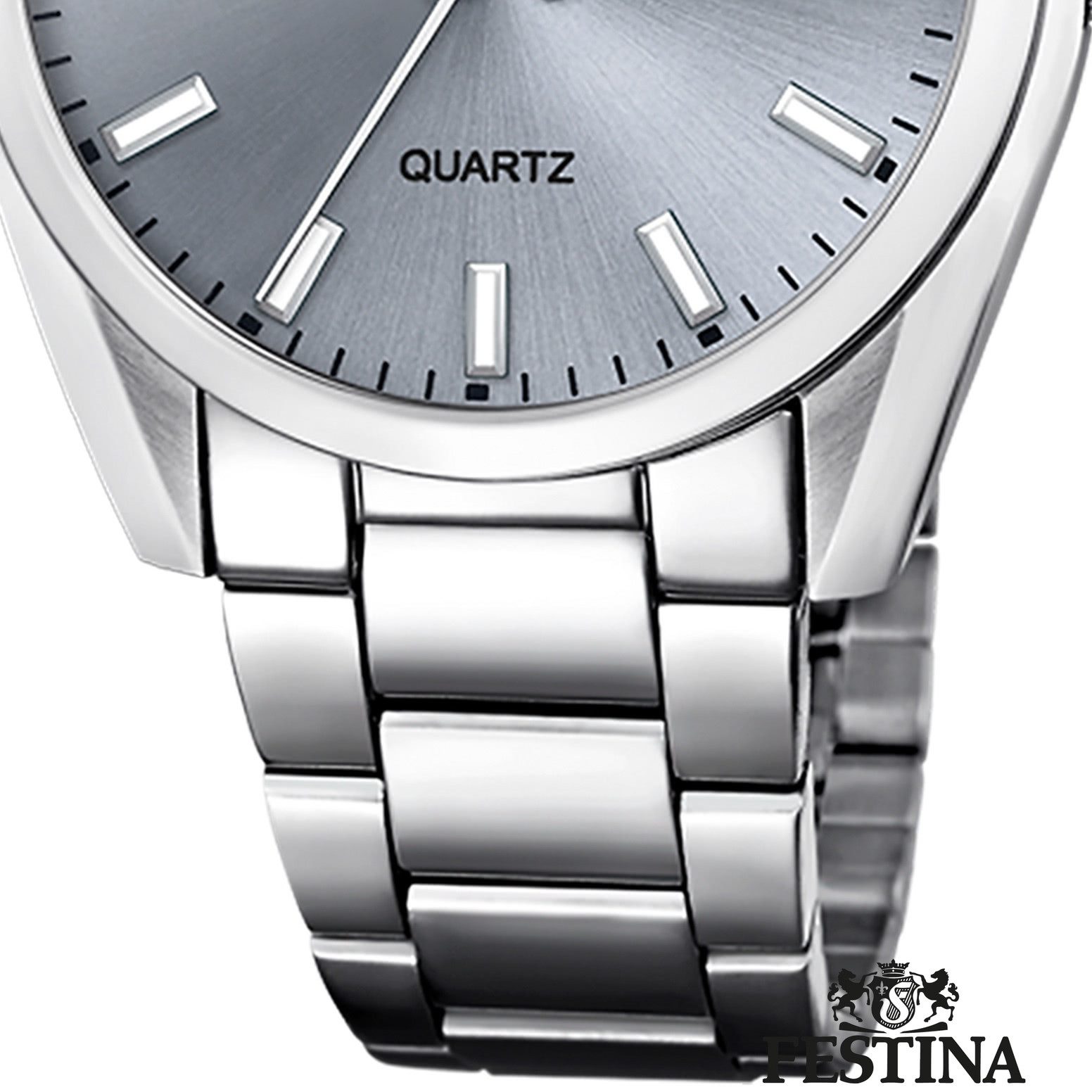 Festina Quarzuhr Festina Damenuhr Edelstahl silber, (Analoguhr), Damen Armbanduhr rund, Edelstahlarmband silber, Casual