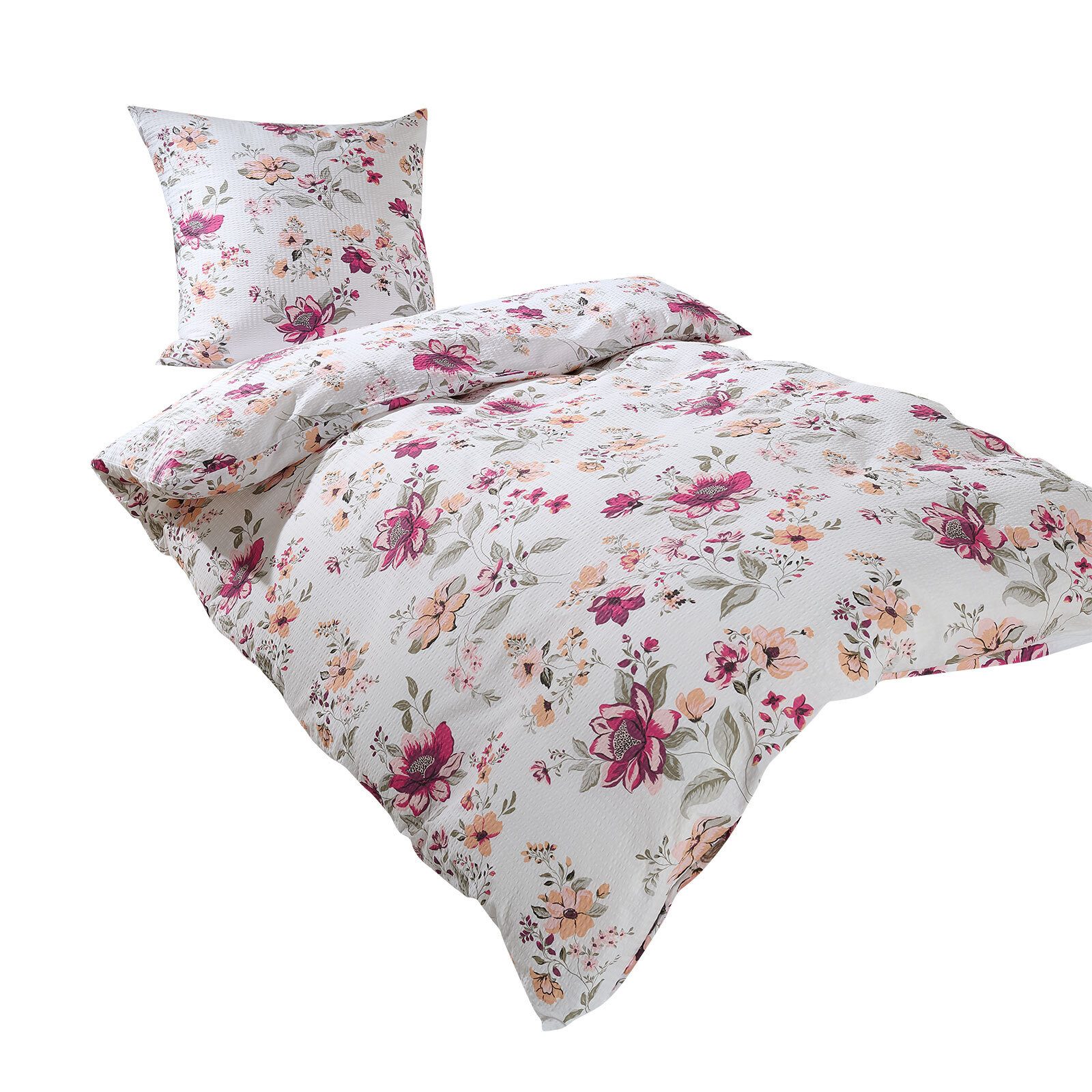 TRAUMSCHLAF Bettwäsche Fleur, Seersucker, 3 teilig, ideale Sommerbettwäsche günstig online kaufen