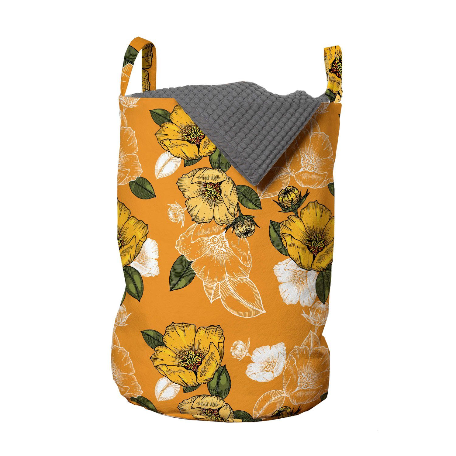Abakuhaus Wäschesäckchen Wäschekorb mit Griffen Kordelzugverschluss für Waschsalons, Hawaii Orange-Töne Spring Blossom | Wäschesäcke