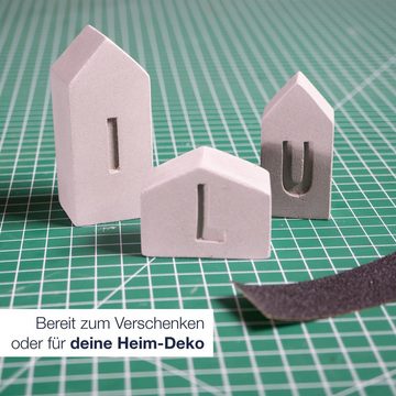 ILP Dekoobjekt ILP Beton Haus Dekoration mit Buchstaben (wp), Bastel Beton - Beton Deko Geschenk - Inkl. Gießform für Beton
