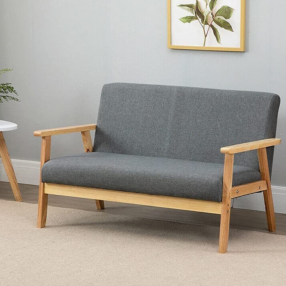 Dripex 2-Sitzer Stoffsofa Couch aus Holz und Leinenstoff 113x67x75cm