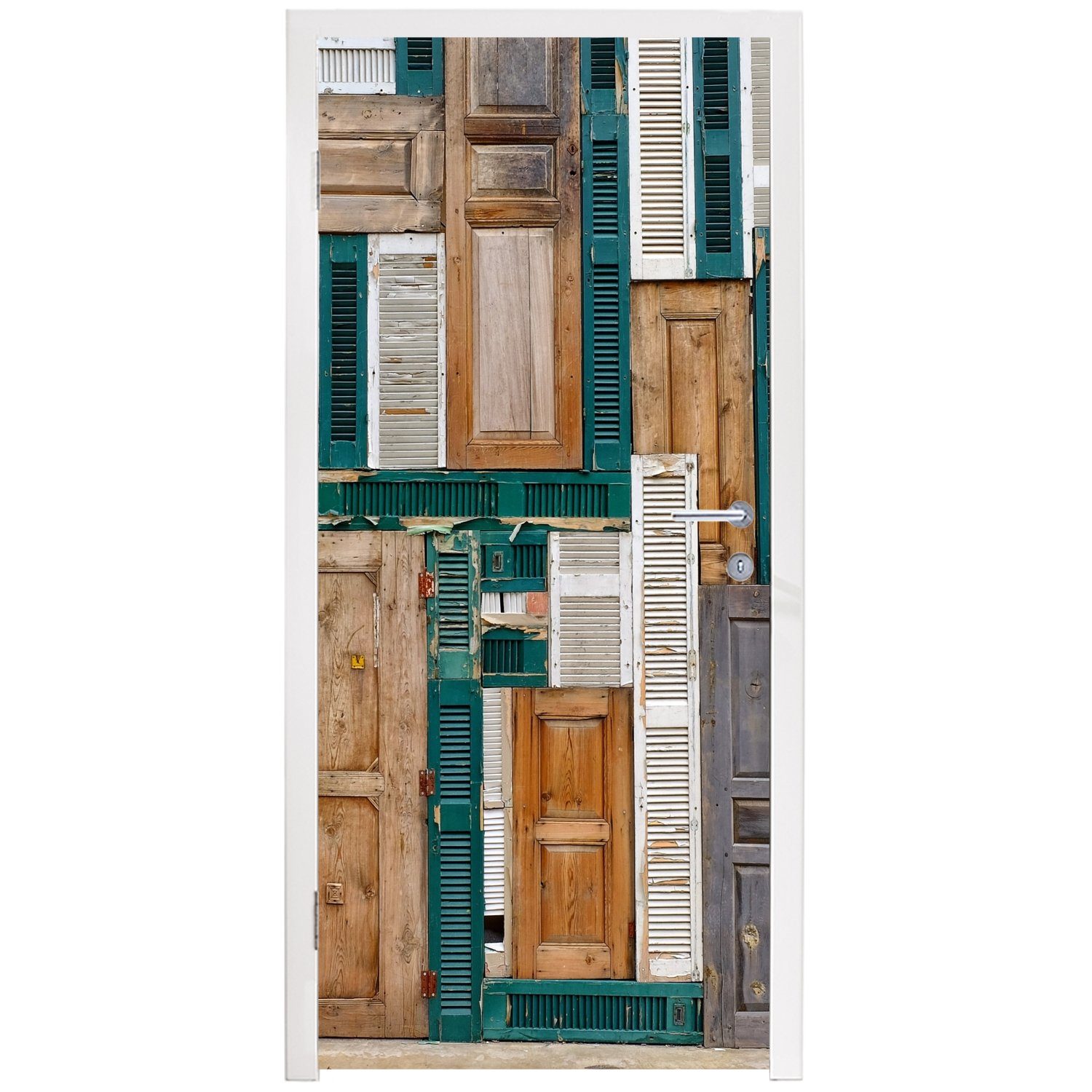 MuchoWow Türtapete Matt, - Türaufkleber, Antiquitäten, - St), Architektur Türen Fototapete Grün Braun bedruckt, Tür, für (1 - cm 75x205 