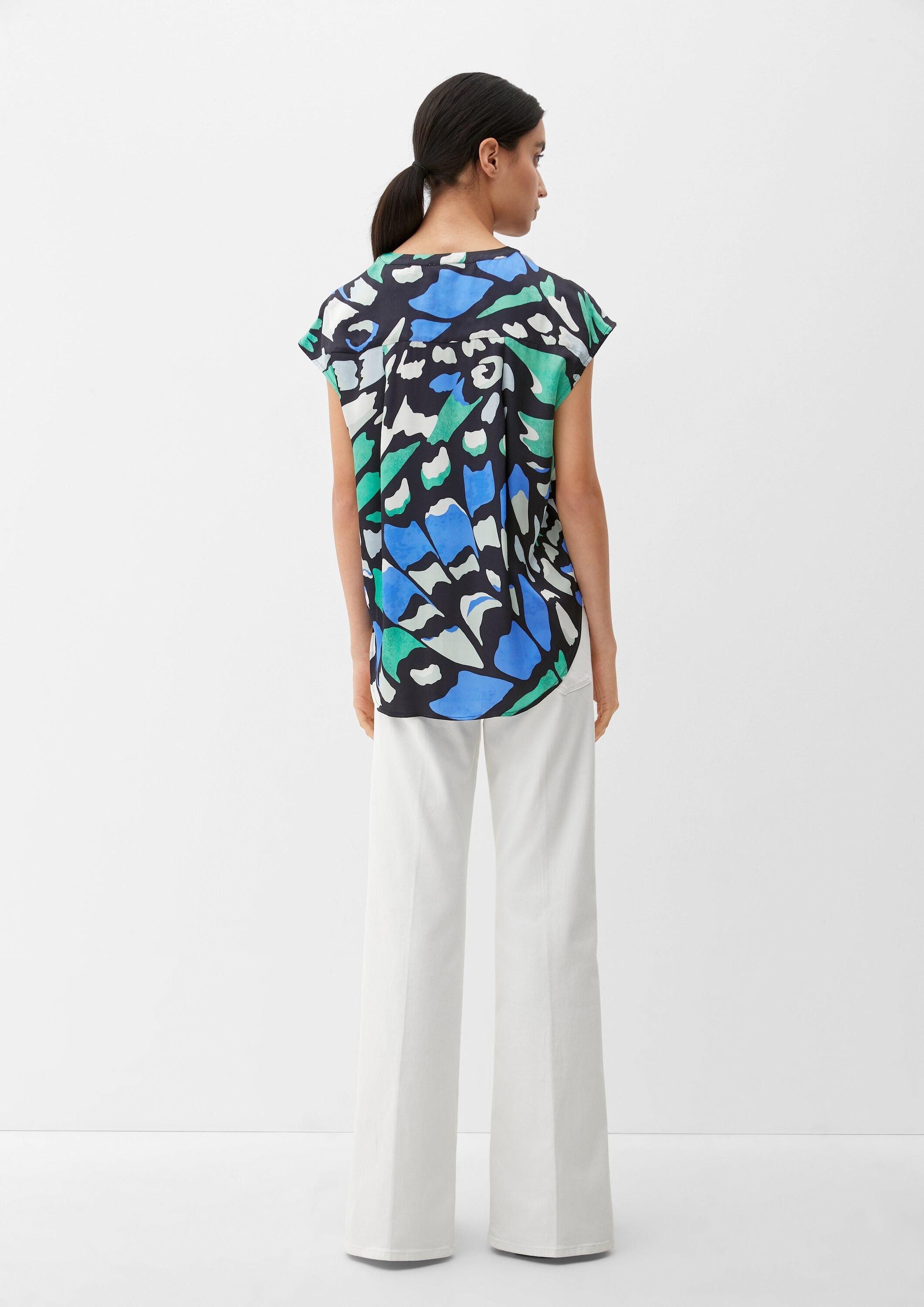 s.Oliver Blusentop Bluse Satinbluse mit Allover-Muster