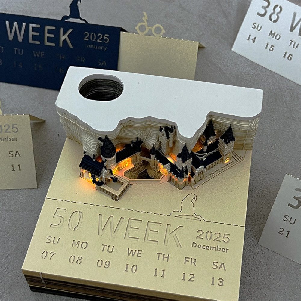 feinlux Tischkalender Tischkalender 2025 Kalender Tischkalender, Einzigartiges Geschenk mit Beleuchtung, inklusive Acrylbox.
