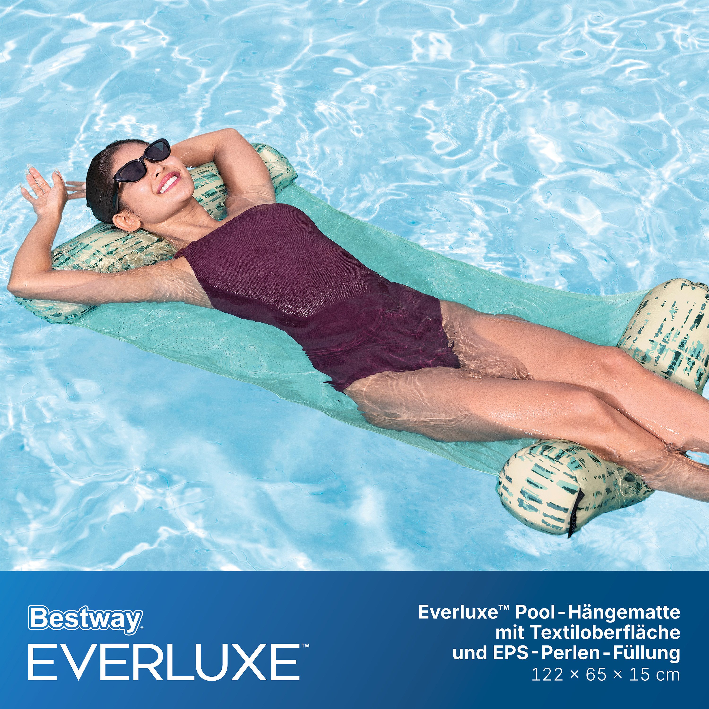 Bestway Luftmatratze Everluxe™, (Packung, 1-St., mit Textiloberfläche und EPS-Perlen-Füllung), 122 x 65 x 15 cm