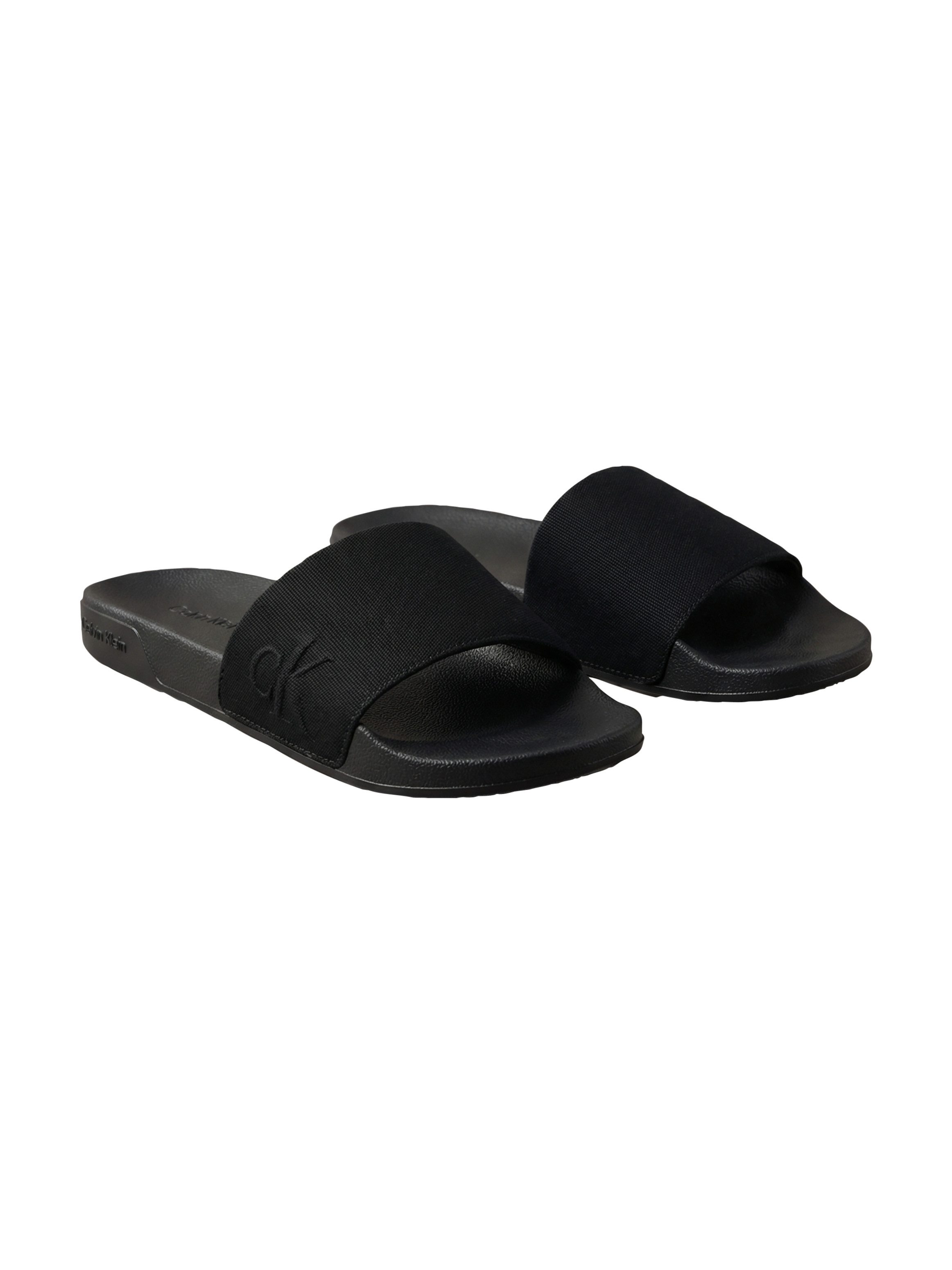 Calvin Klein ESS SLIDE HF SIDE LOGO CV Pantolette Strandschuh, Sommerschuh, Flat mit Textil-Bandage, schmale Form