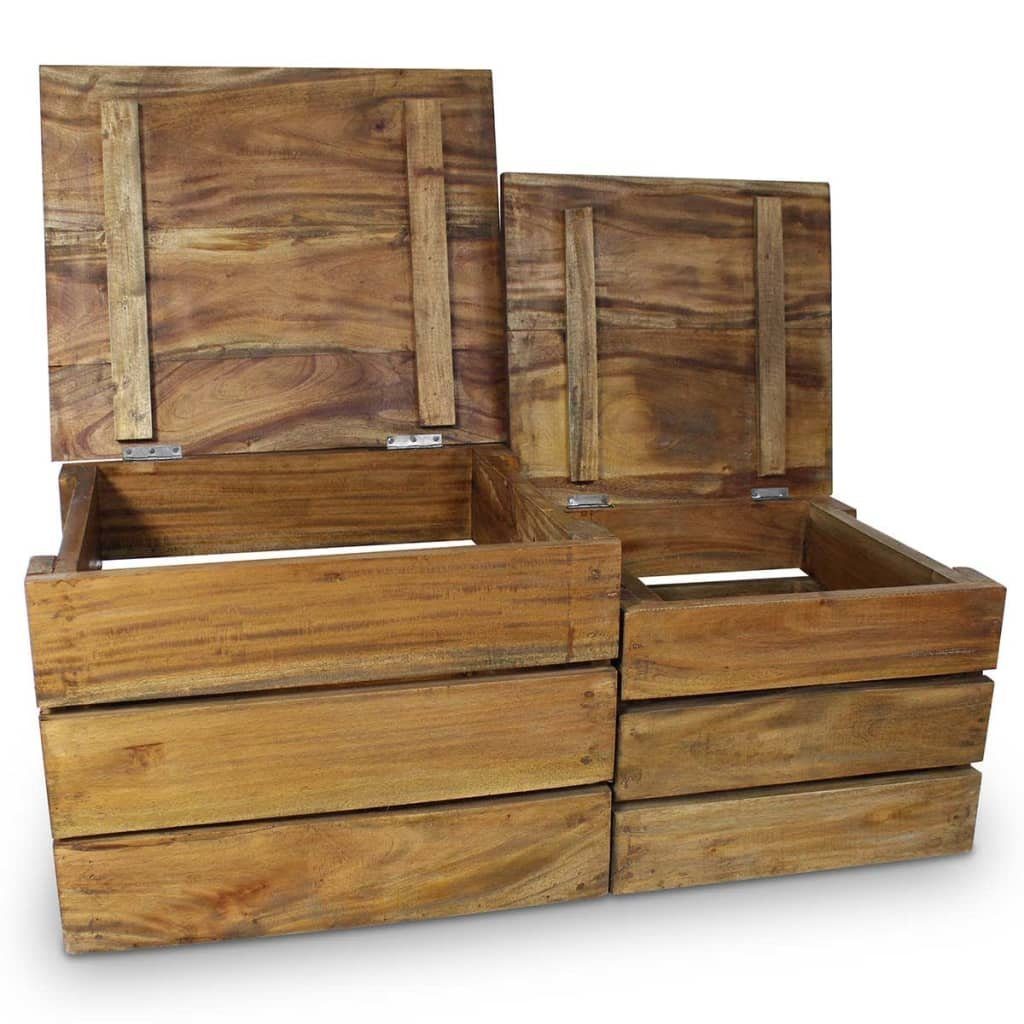 vidaXL Truhe Aufbewahrungsbox Holzkiste 2 Stk Deckel mit Massiv Altholz