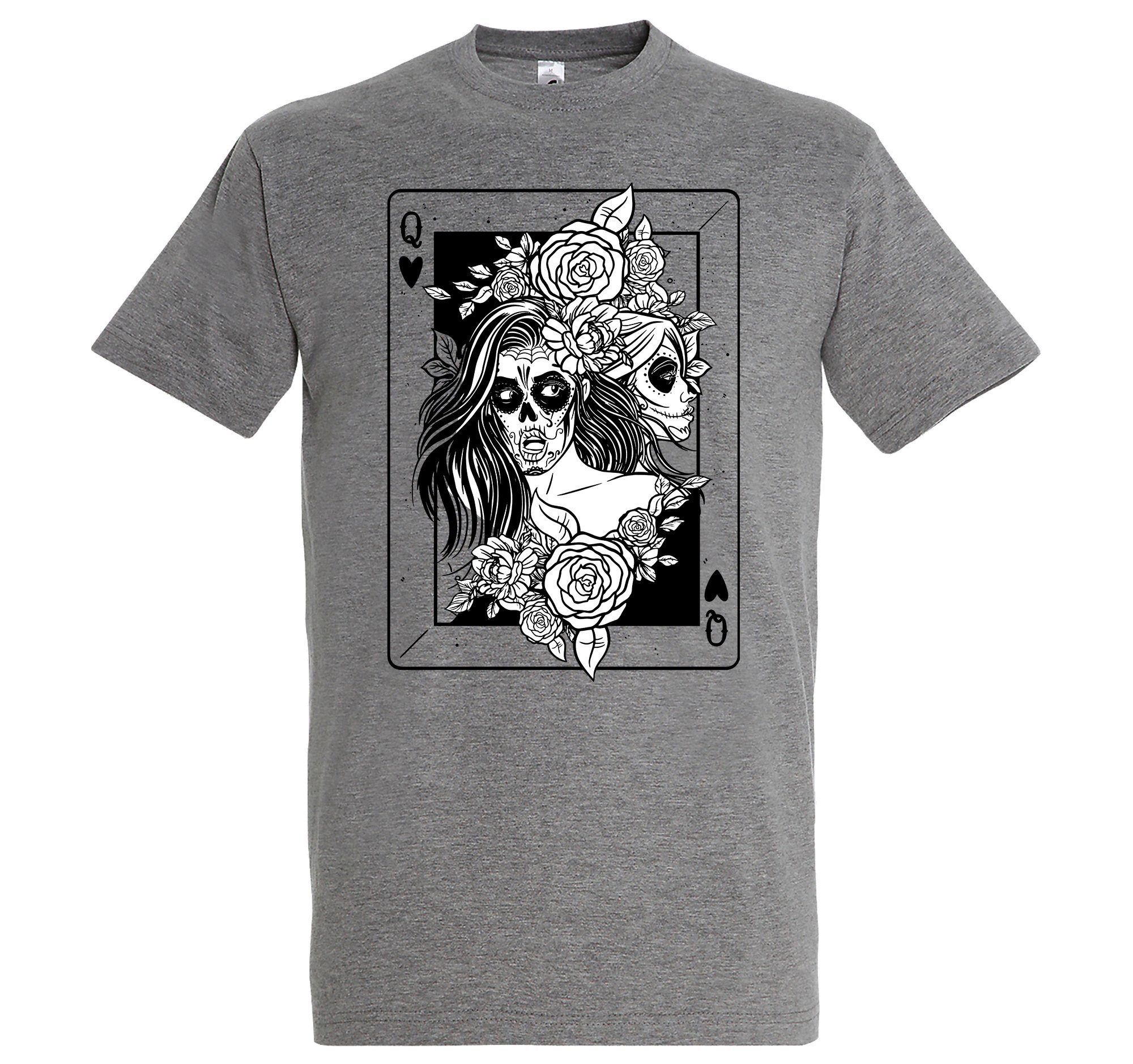 trendigem Dead Grau Shirt Designz mit Queen Frontprint Print-Shirt Herren Youth