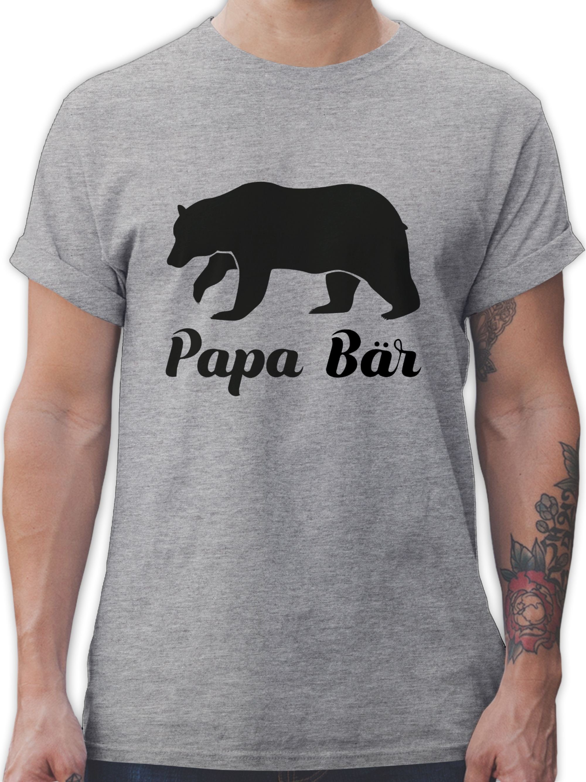 Geschenk Vatertag T-Shirt 2 für Grau Bär Shirtracer meliert Papa Papa
