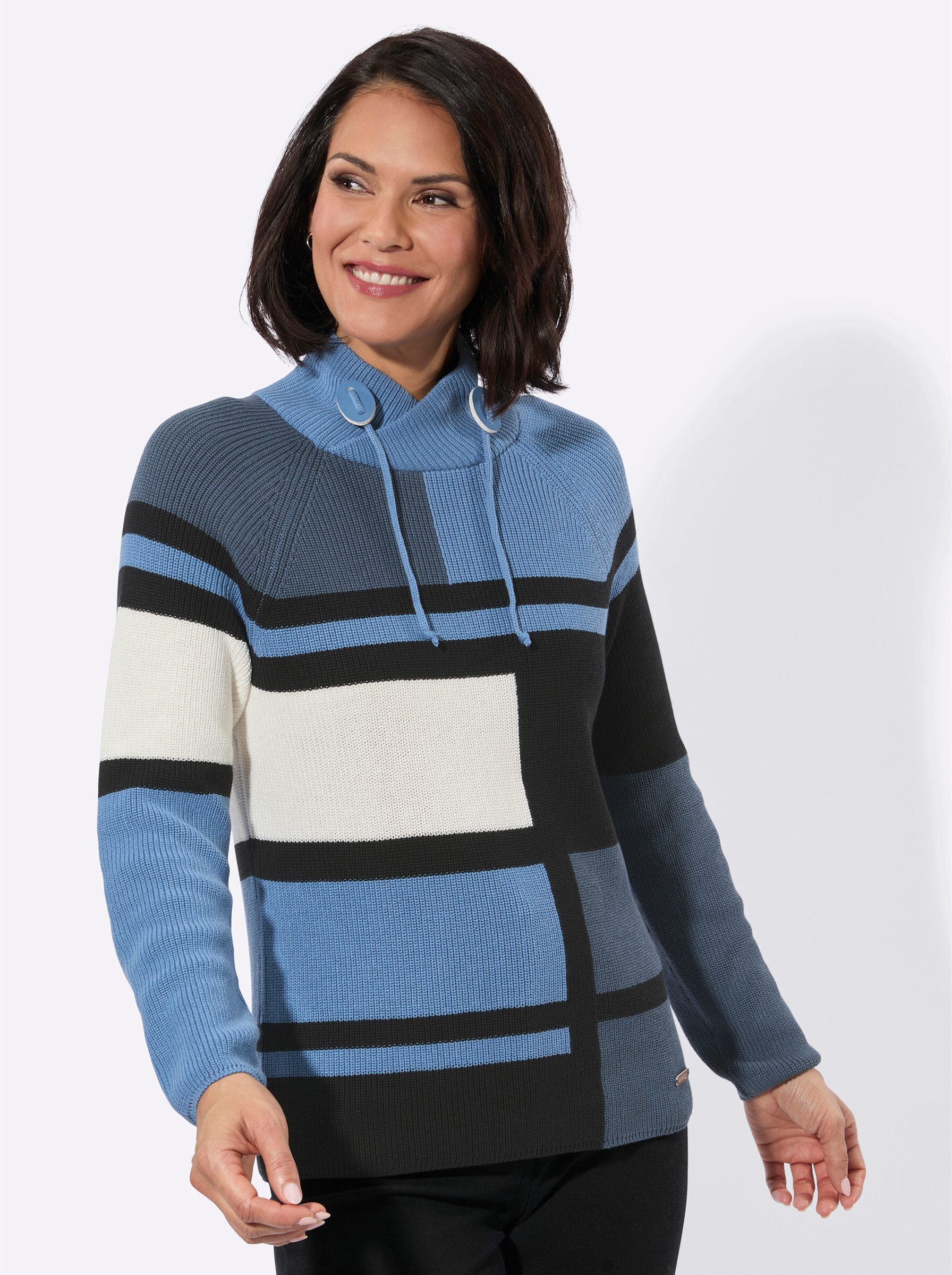 Witt Strickpullover Stehkragen-Pullover Langarm Intarsien