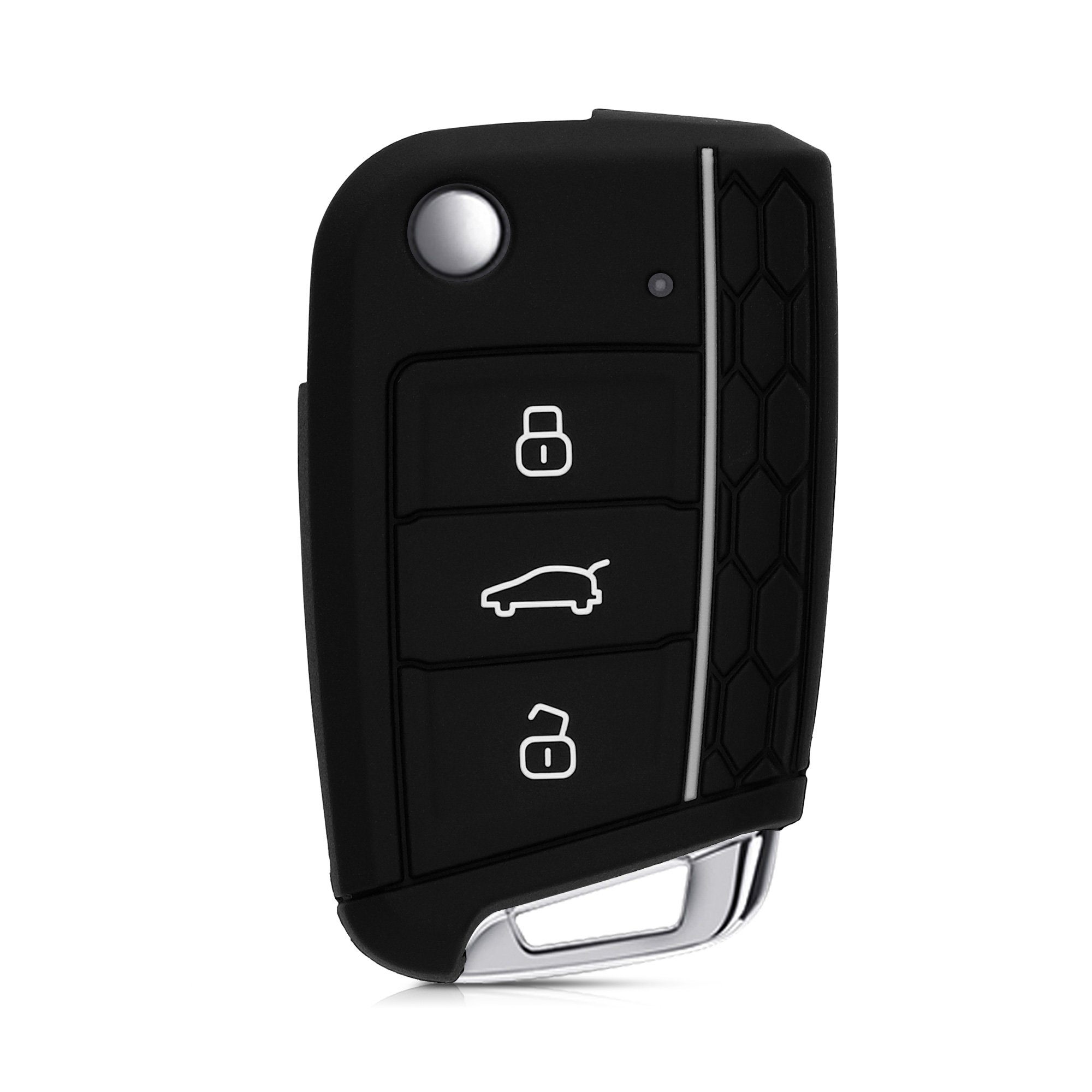 kwmobile Schlüsseltasche Autoschlüssel Silikon Hülle VW für Schlüssel Case Schlüsselhülle 7 Cover Schwarz-Grau MK7, Golf