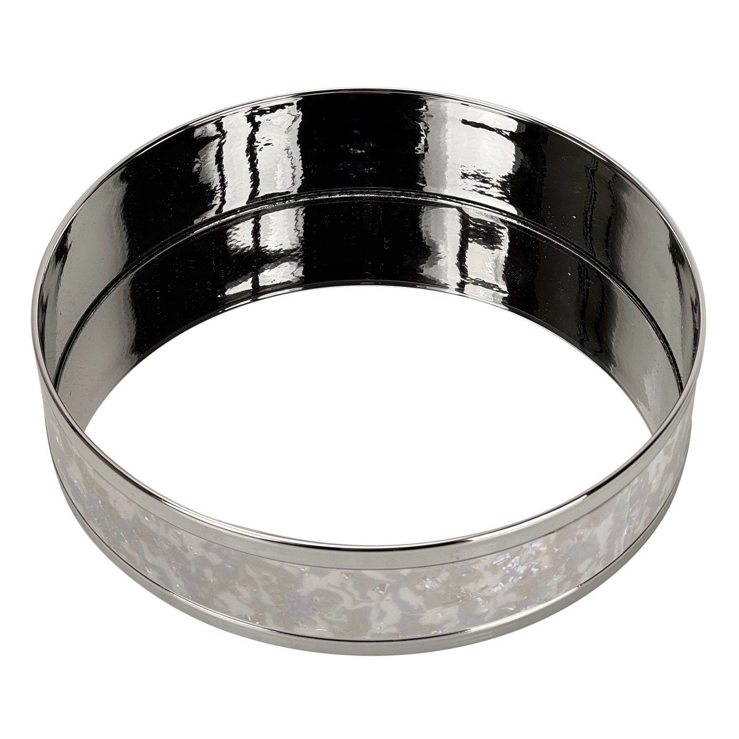 Online-Fuchs Dekotablett Spiegeltablett rund aus Metall in Silber mit Perlmutt Verzierungen (20 cm groß, Dekoschale), zur Dekoration von z. B. Kerzen, Schmuck oder Parfüm