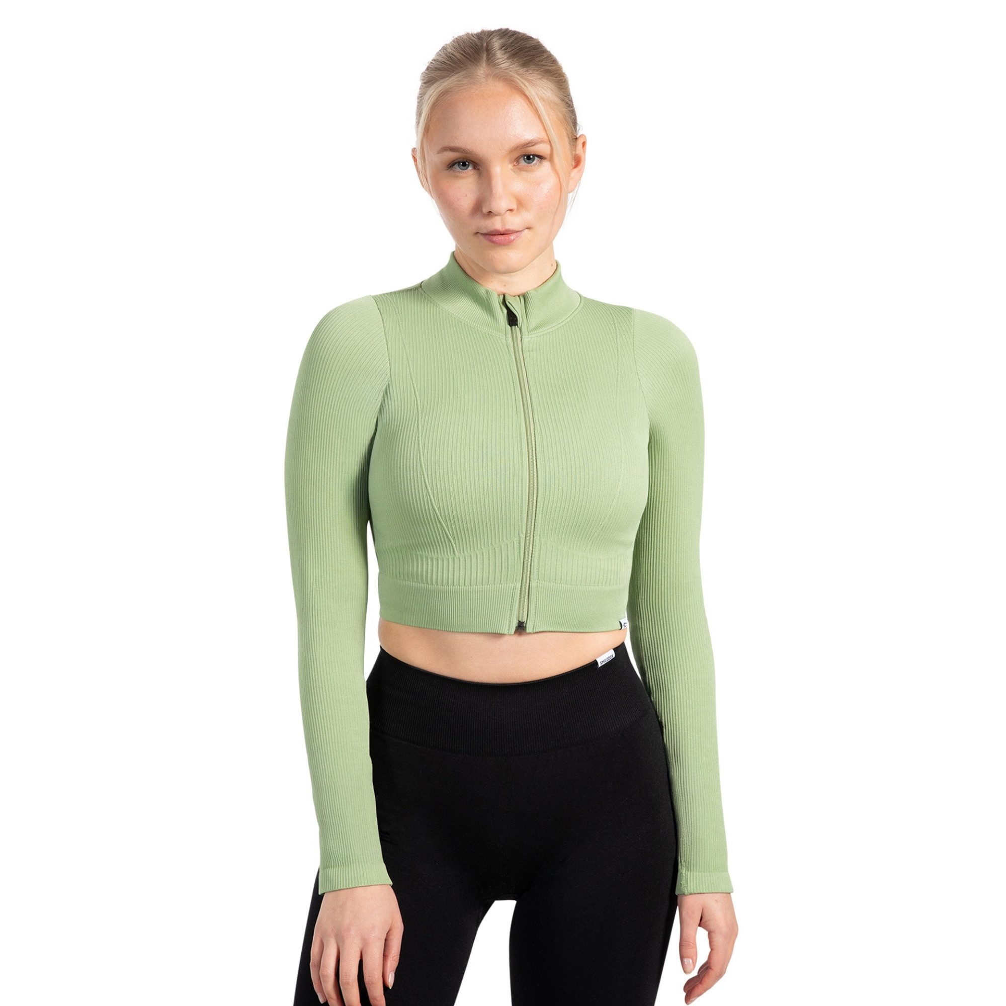 Trainingsjacke Zeya, Size Up empfohlen, Crop Sportjacke Slim Fit, hoher Kragen