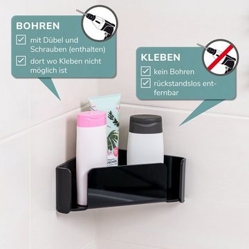 bremermann Duschablage Eck-Duschkorb zur Wandmontage, zum Kleben oder Bohren, schwarz, Acryl