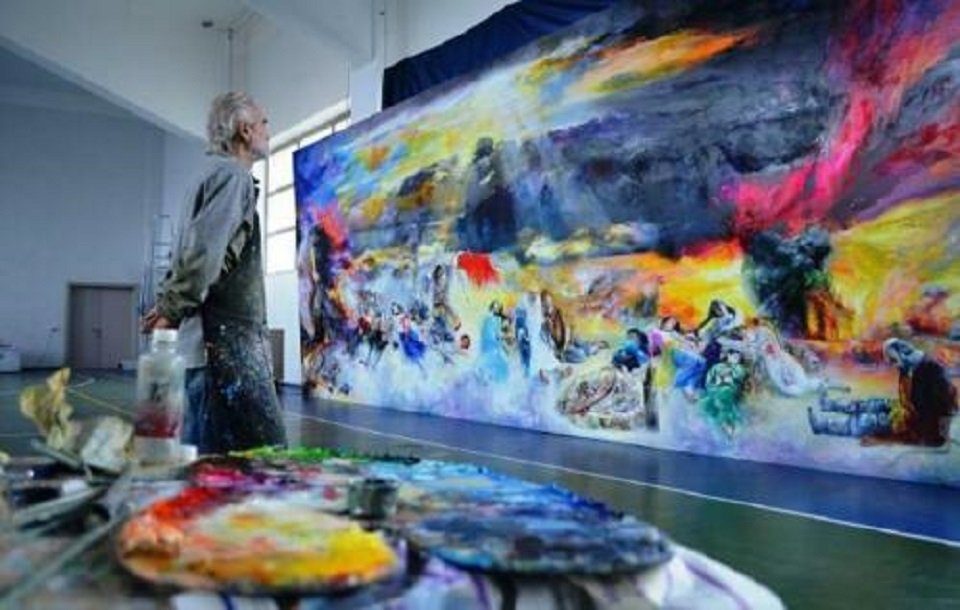 Kunst 90x120cm Abstrakte JVmoebel Öl Bilder Hangemalte Gemälde Kunst Neu, Ölbilder Gemälde