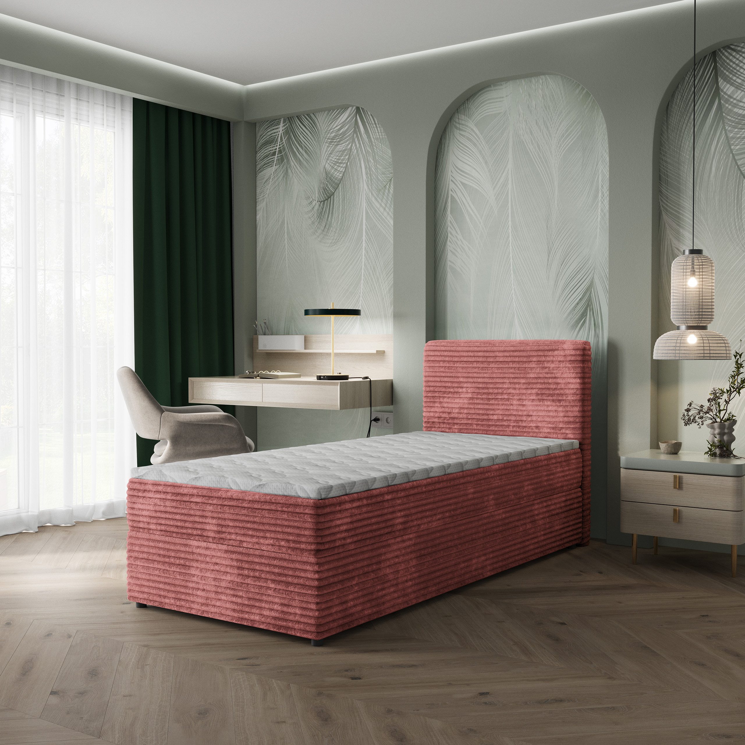 Masseno Boxbett PISA 100x200 cm mit Bonell Matratze und Topper