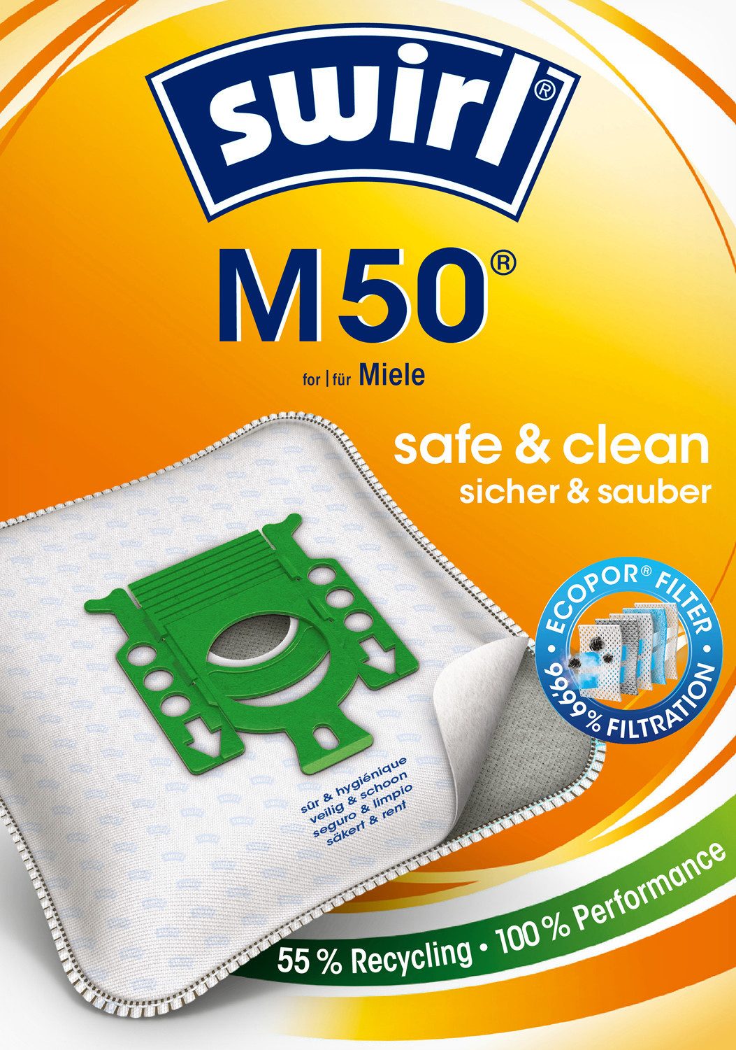 Swirl Staubsaugerbeutel Swirl® M 50 EcoPor® XL Vorteilspack Staubsaugerbeutel für Miele, passend für Miele, 11 St.