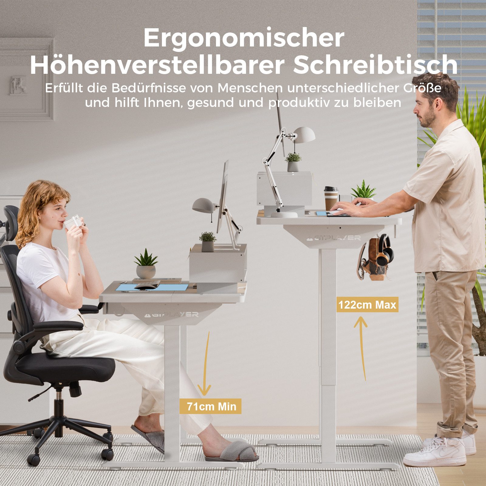 COMHOMA Schreibtisch Höhenverstellbarer Schreibtisch Elektrischer, 120x60cm günstig online kaufen