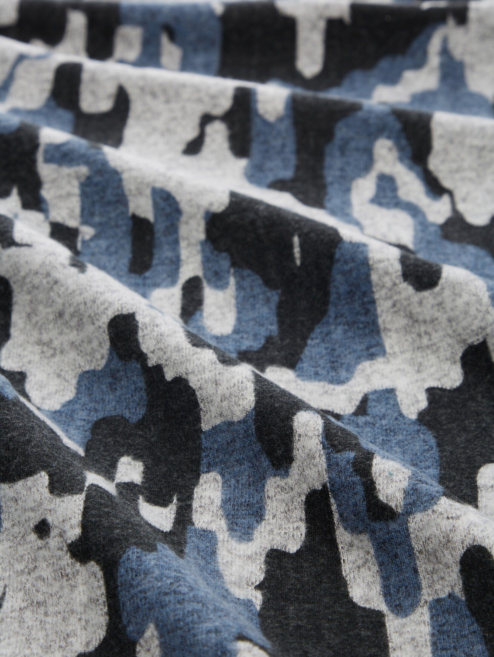 TOM TAILOR texture T-Shirt cozy design blue Gemustertes Langarmshirt