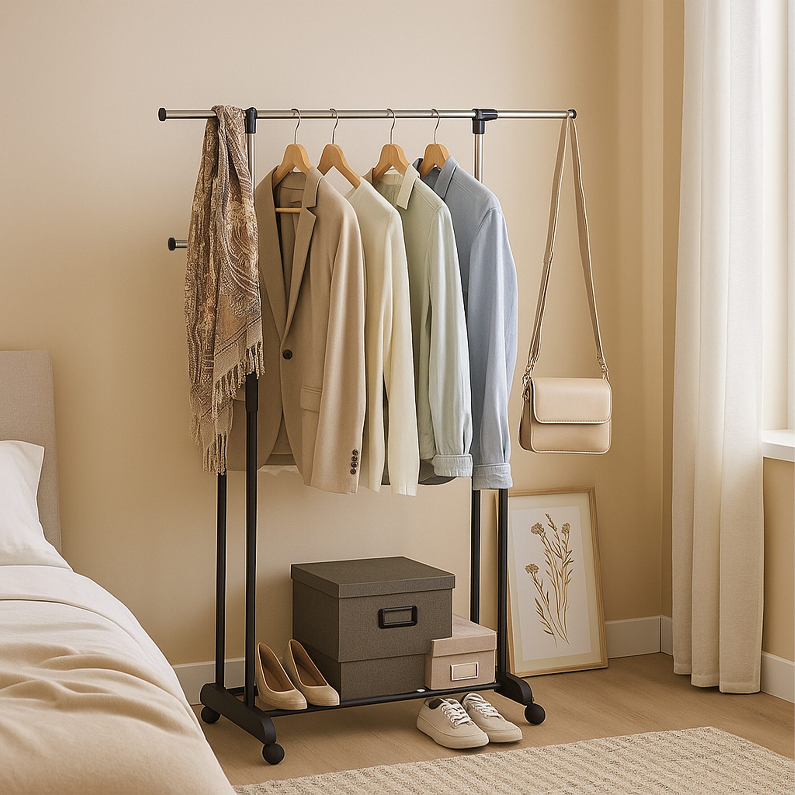 relaxdays Kleiderständer Doppelstange Edelstahl günstig online kaufen