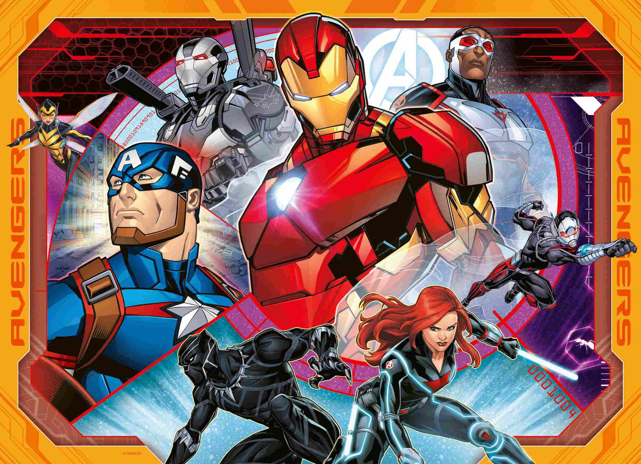 Ravensburger Puzzle 4 x 100 Teile Kinder Puzzle Die mächtigen Avengers 07079, Puzzleteile