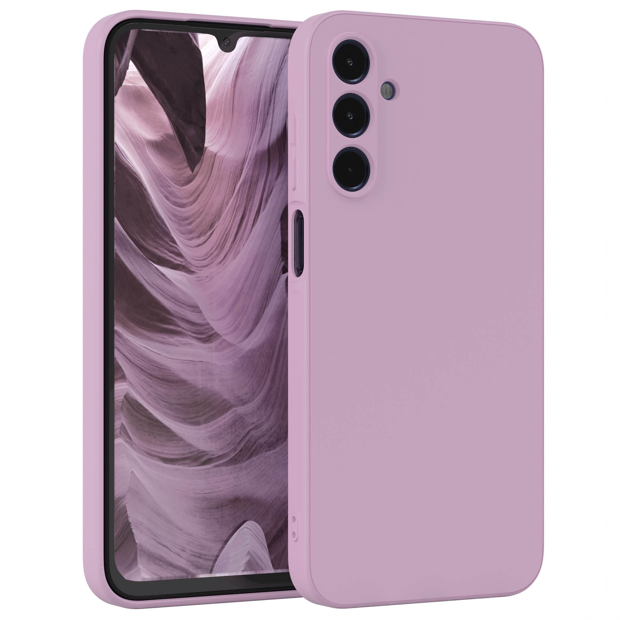 EAZY CASE Handyhülle für Samsung Galaxy A15 5G Hülle Silikon 6,5 Zoll, Hülle mit Kameraschutz Handycase Soft Smart Slimcover Lila / Flieder